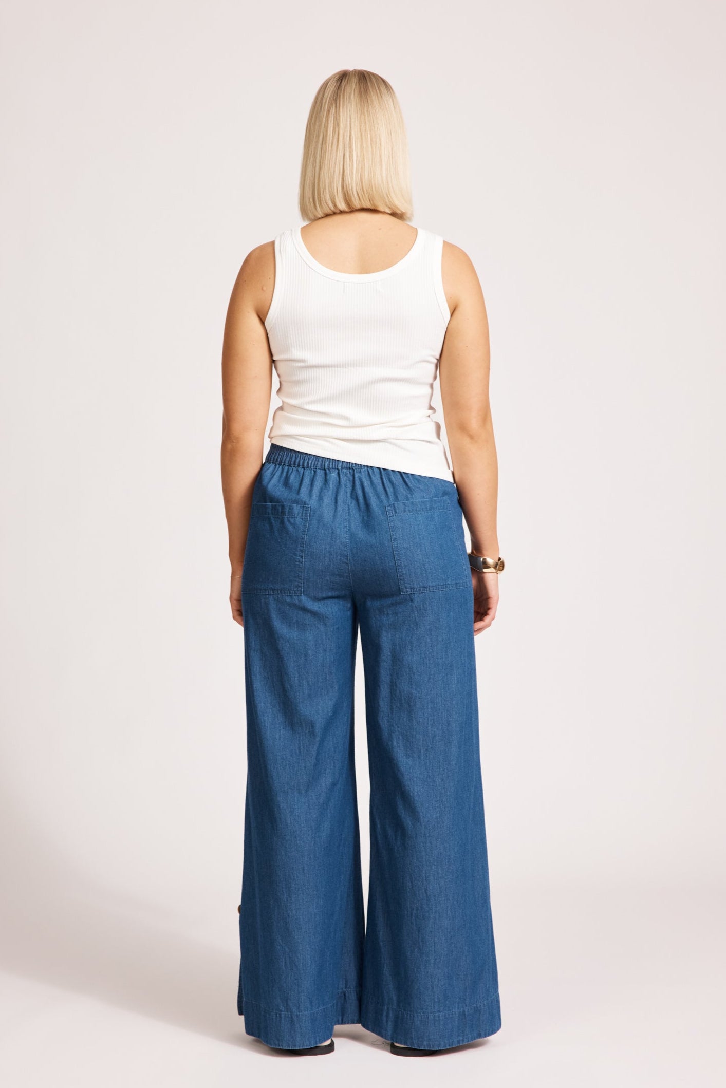 Melenia Denim Split Pant - Indigo