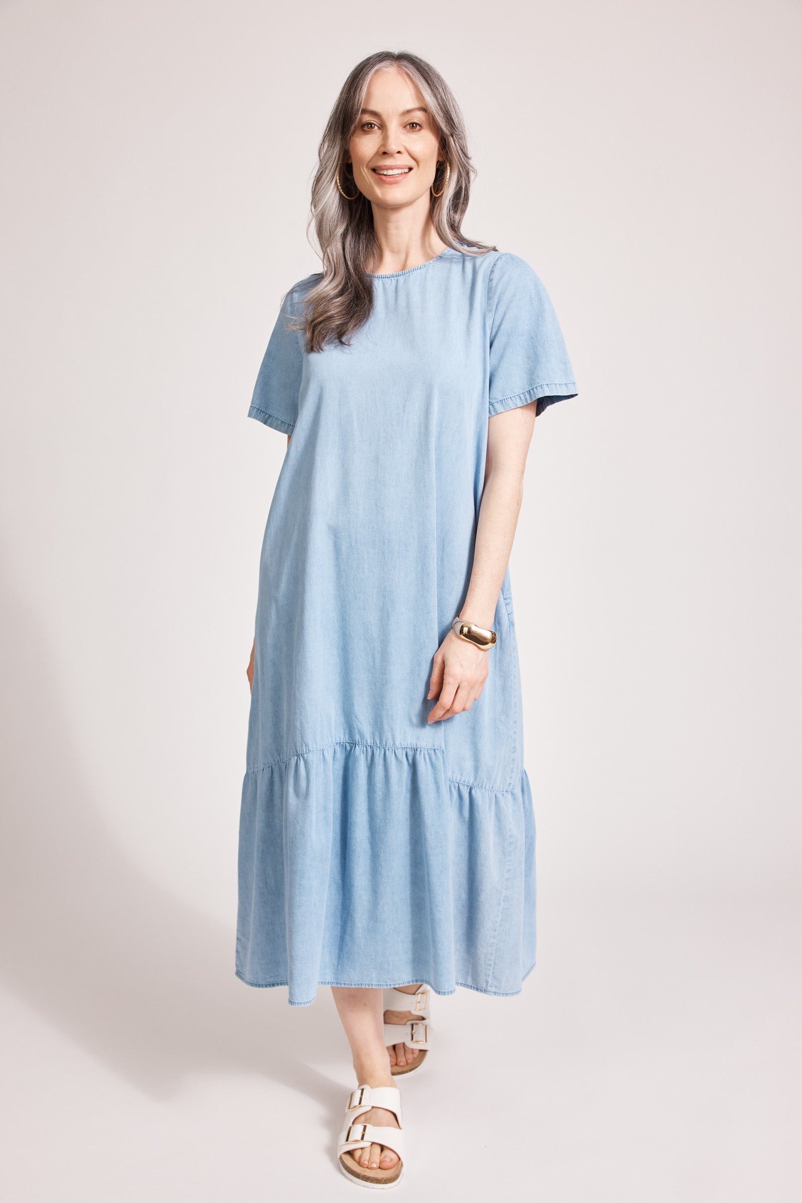 Grey Lightweight Denim Dresses Great Escape Denim Dress Lizard Thicket - Main Image