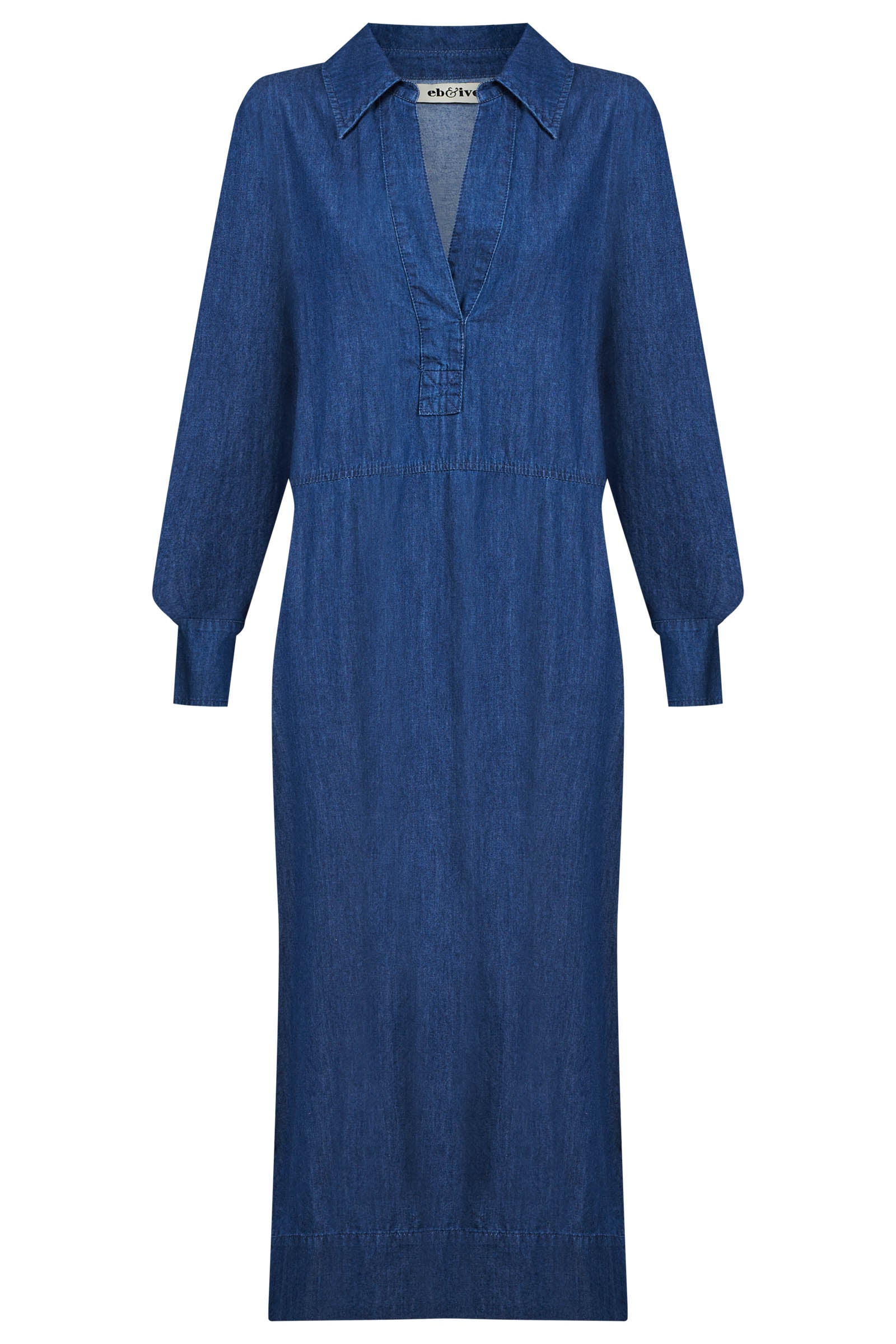 Melenia Denim Collared Dress - Indigo