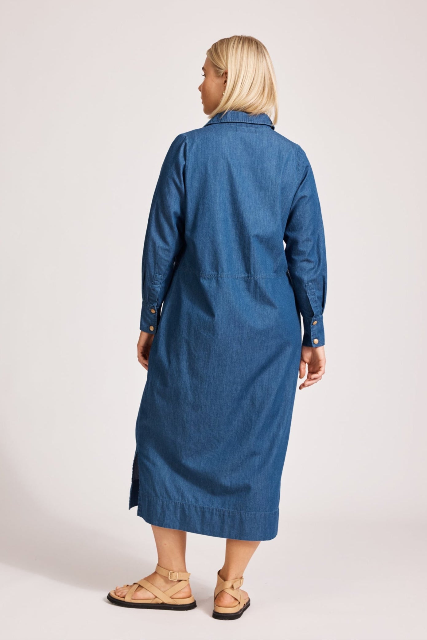 Melenia Denim Collared Dress - Indigo