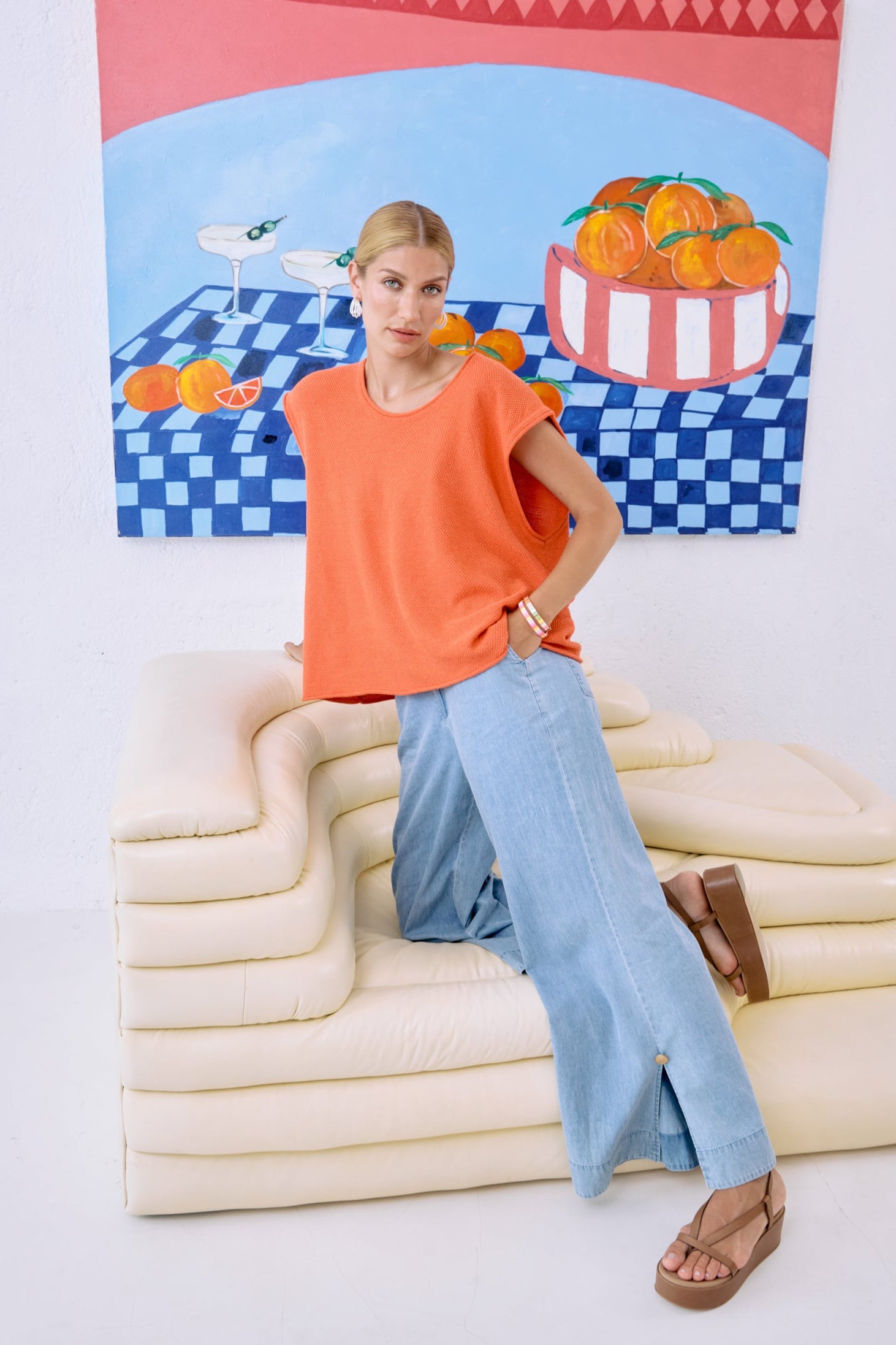 Melenia Denim Split Pant - Denim