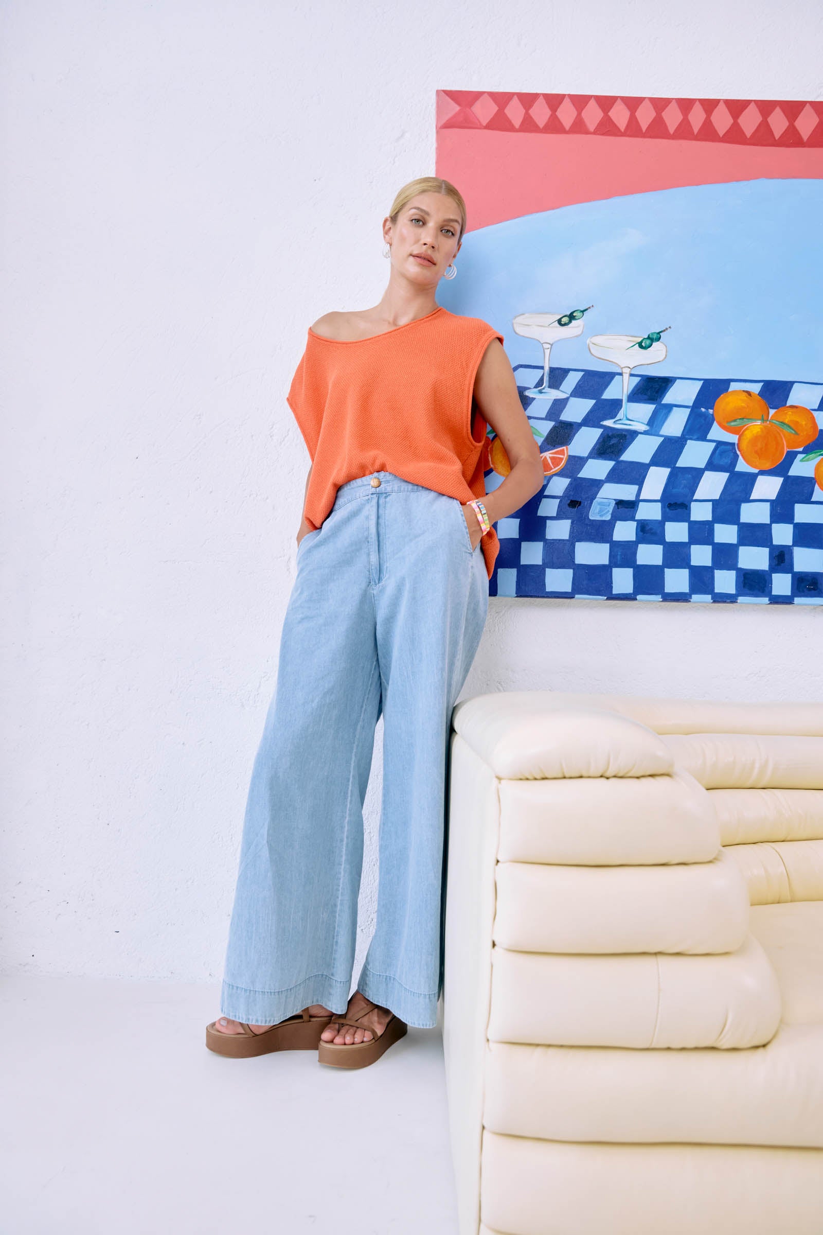Artemis Sleeveless Knit Top - Coral
