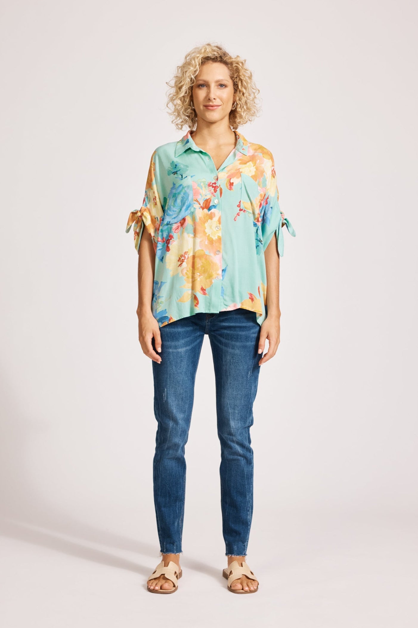 Parisio Tie Shirt - Mint Bloom