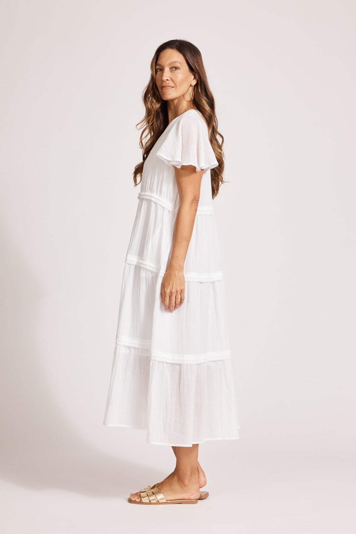 Orsula Tiered Maxi Dress - White