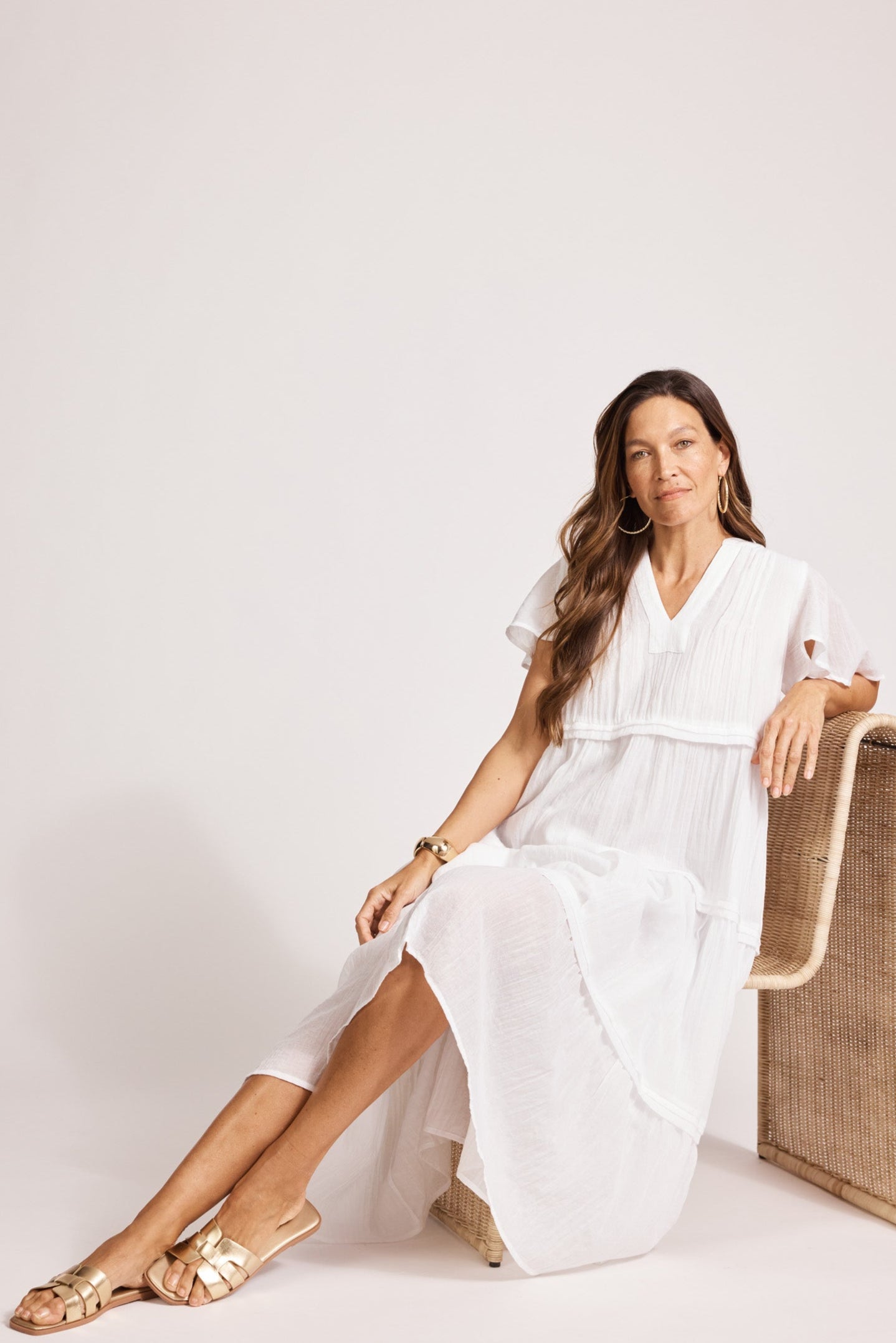 Orsula Tiered Maxi Dress - White