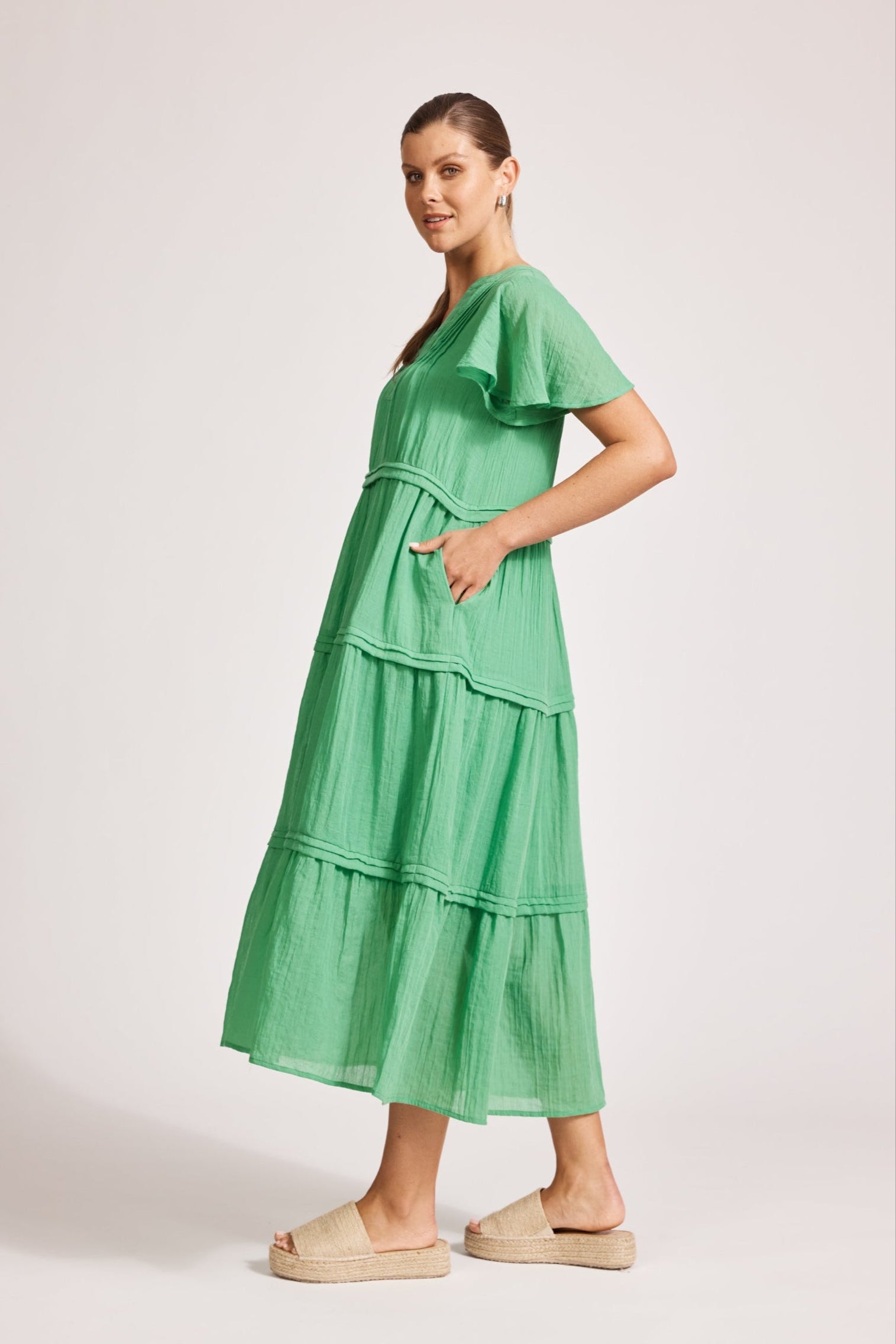 Orsula Tiered Maxi Dress - Jade