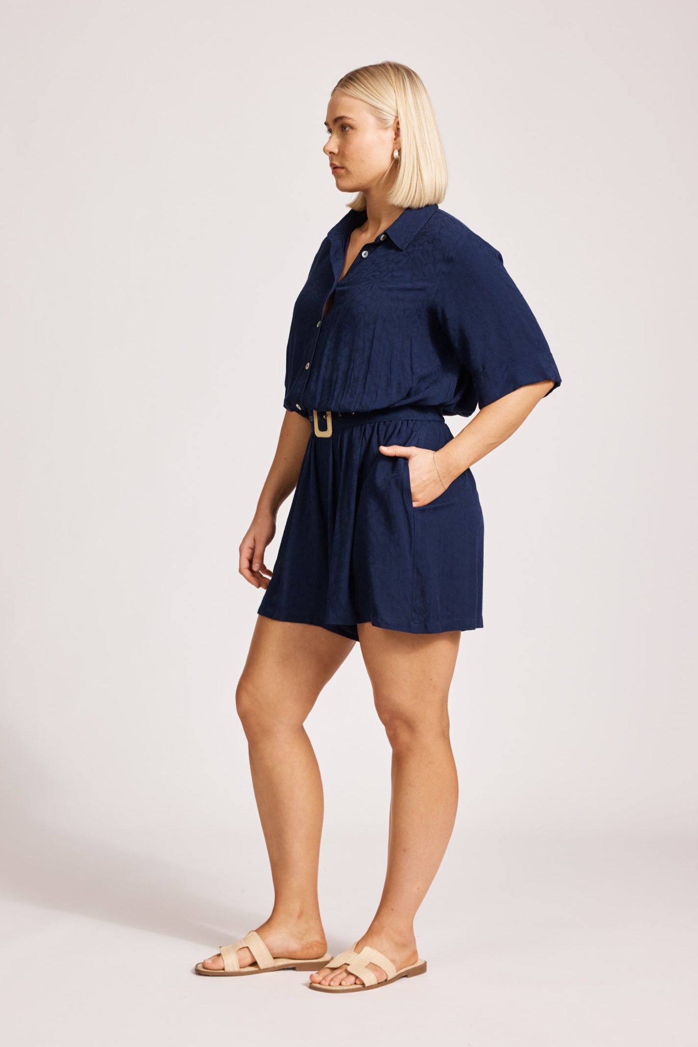 Parisio Belt Playsuit - Indigo