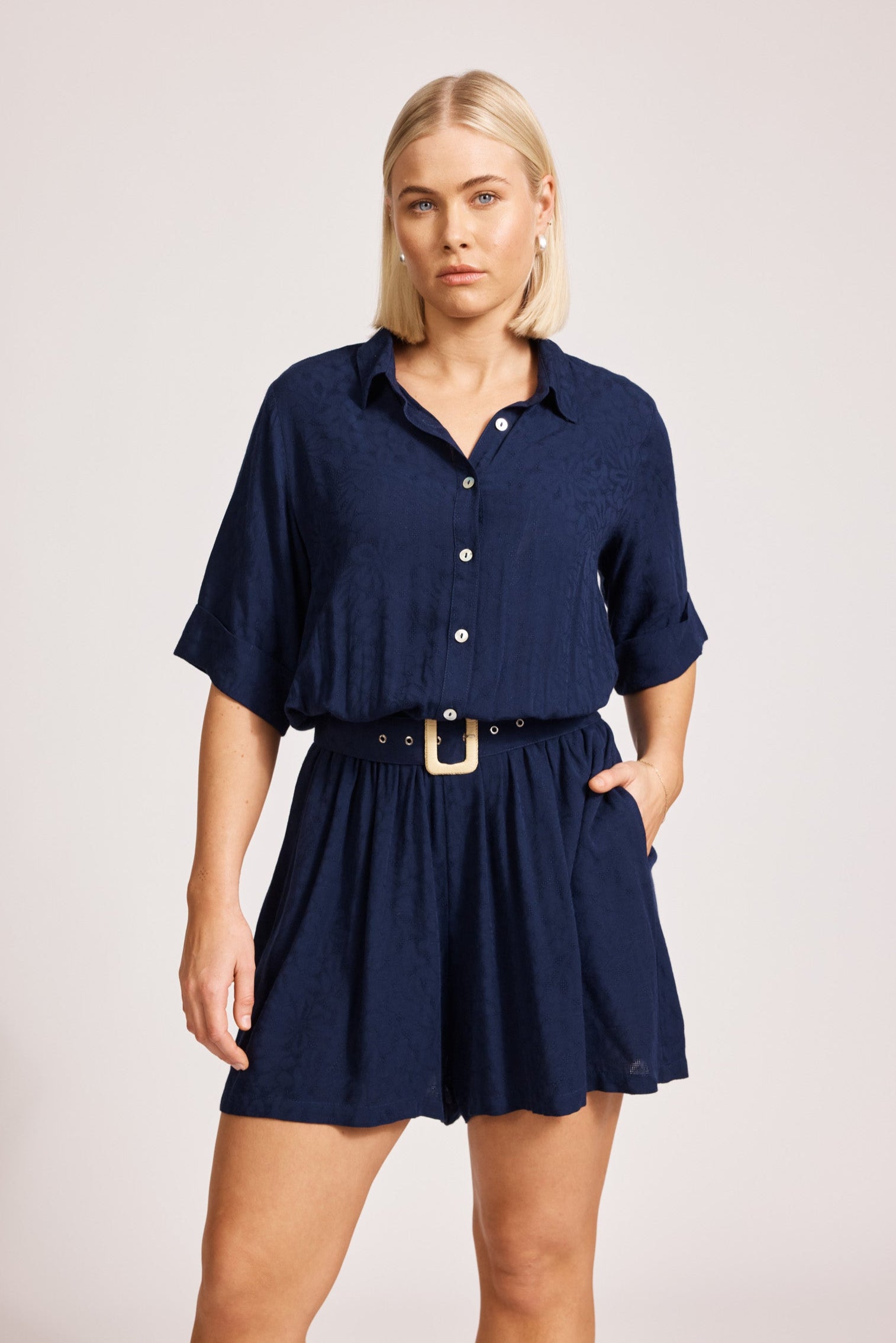 Parisio Belt Playsuit - Indigo