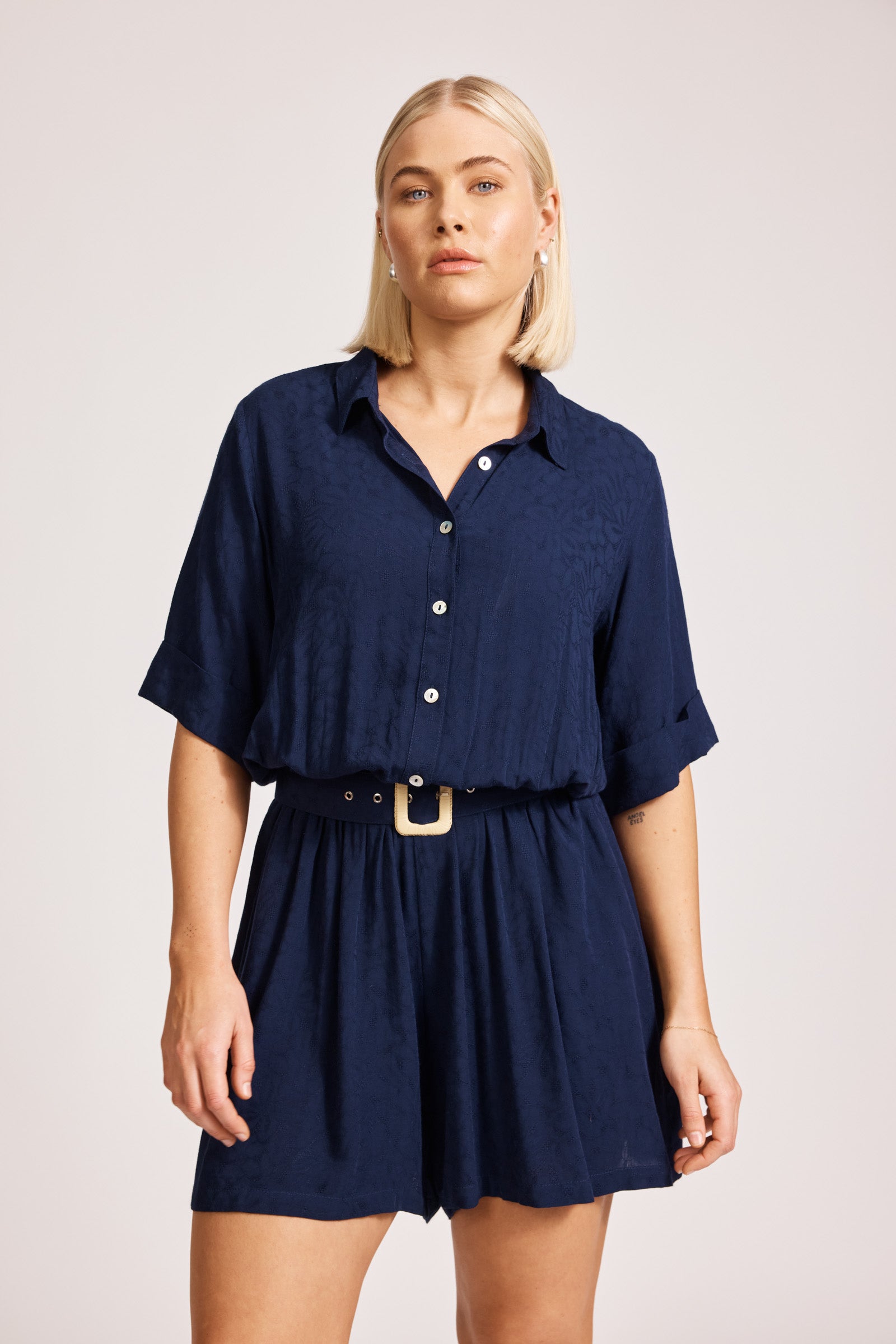Parisio Belt Playsuit - Indigo