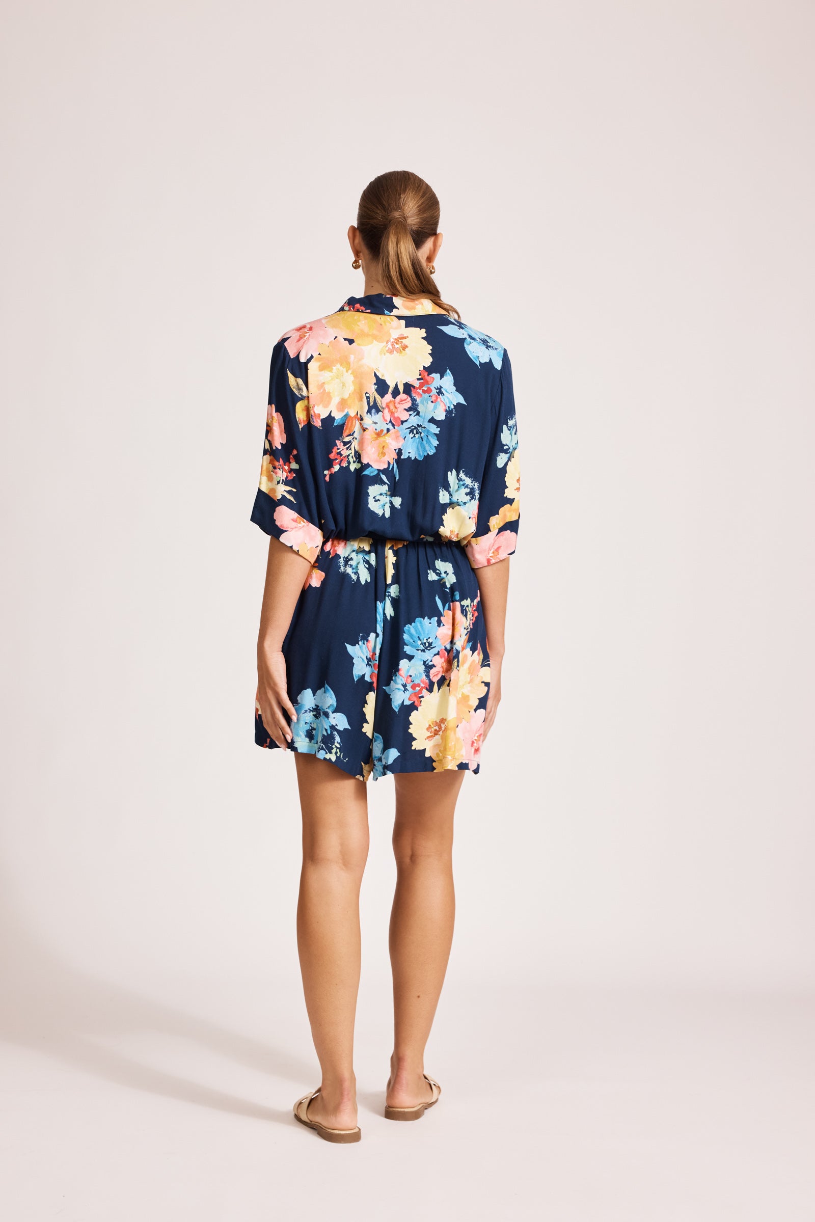 Parisio Belt Playsuit - Indigo Bloom