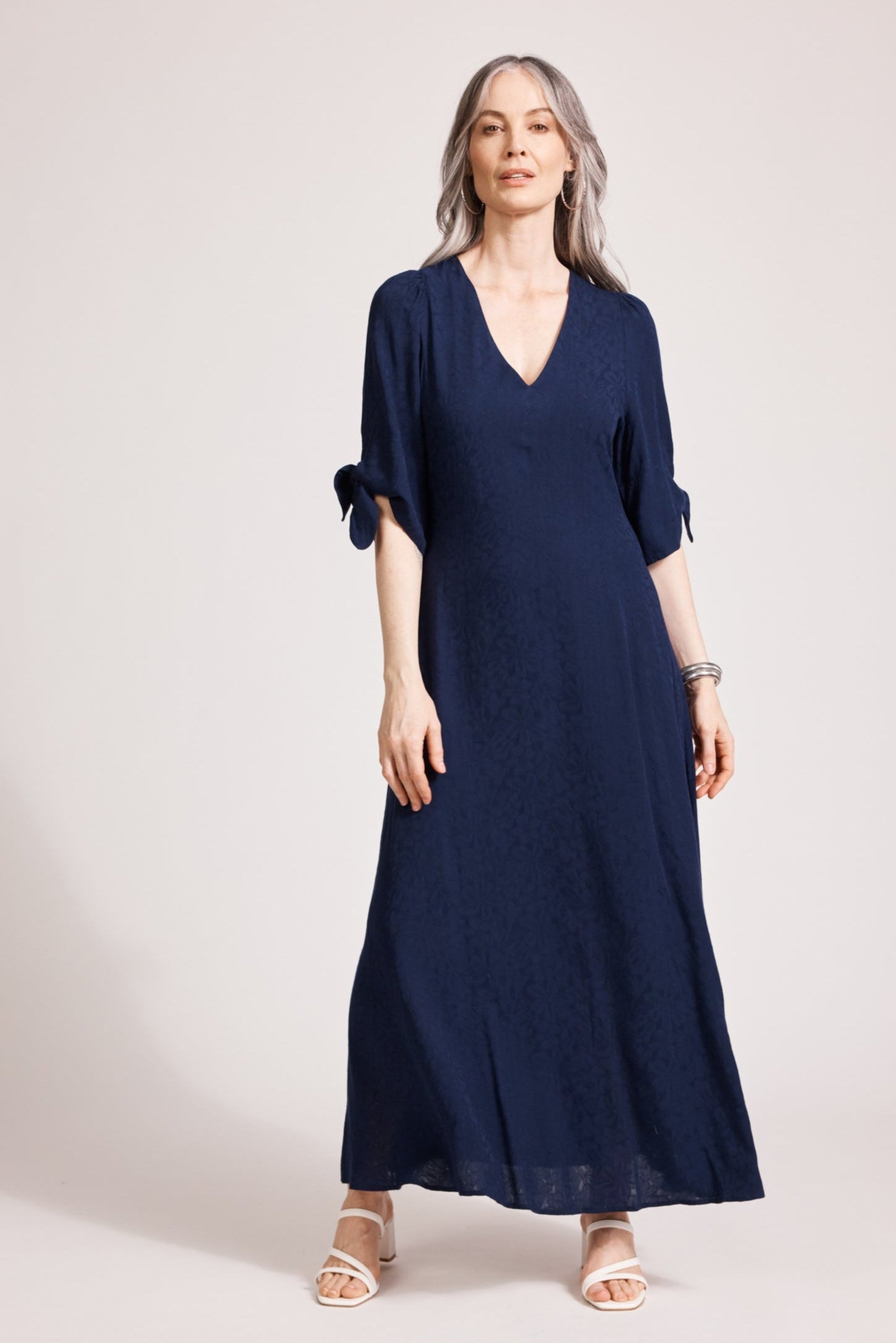 Parisio Tie Maxi Dress - Indigo