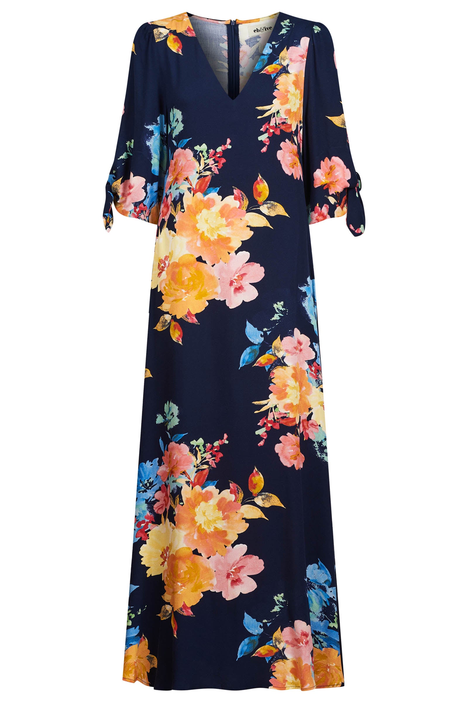 Parisio Tie Maxi Dress - Indigo Bloom