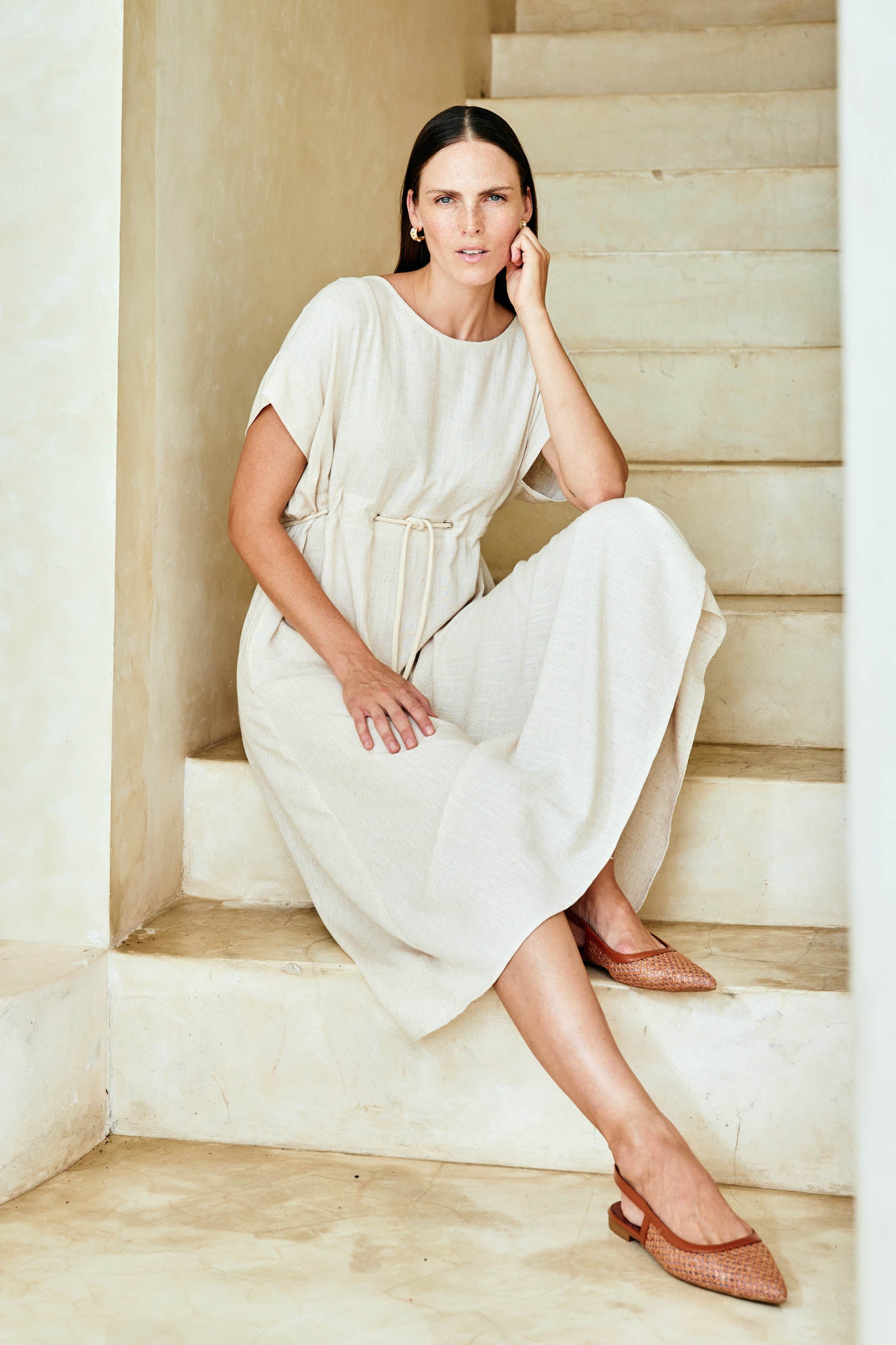 Alesia Rope Tie Dress - Tusk