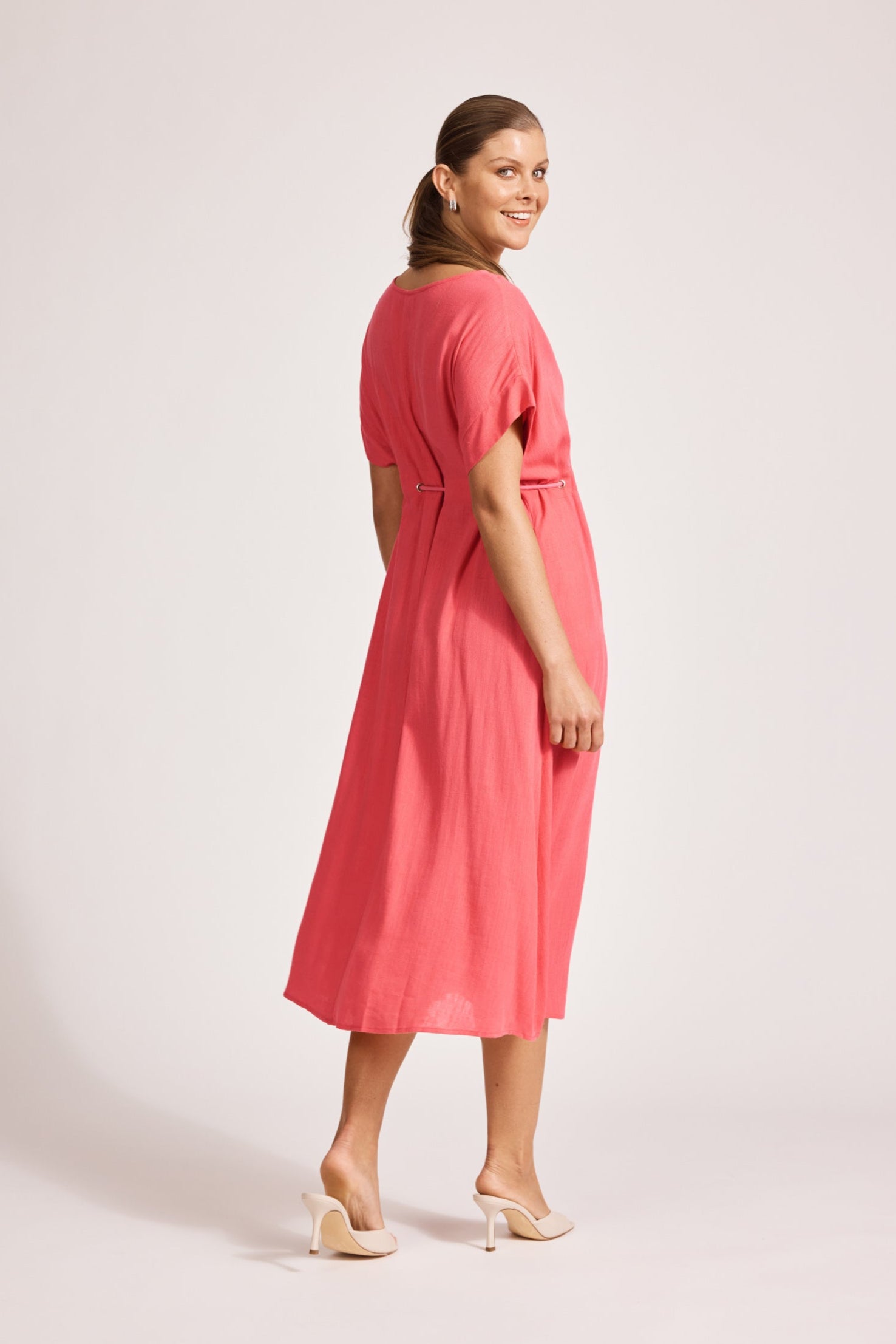 Alesia Rope Tie Dress - Melon