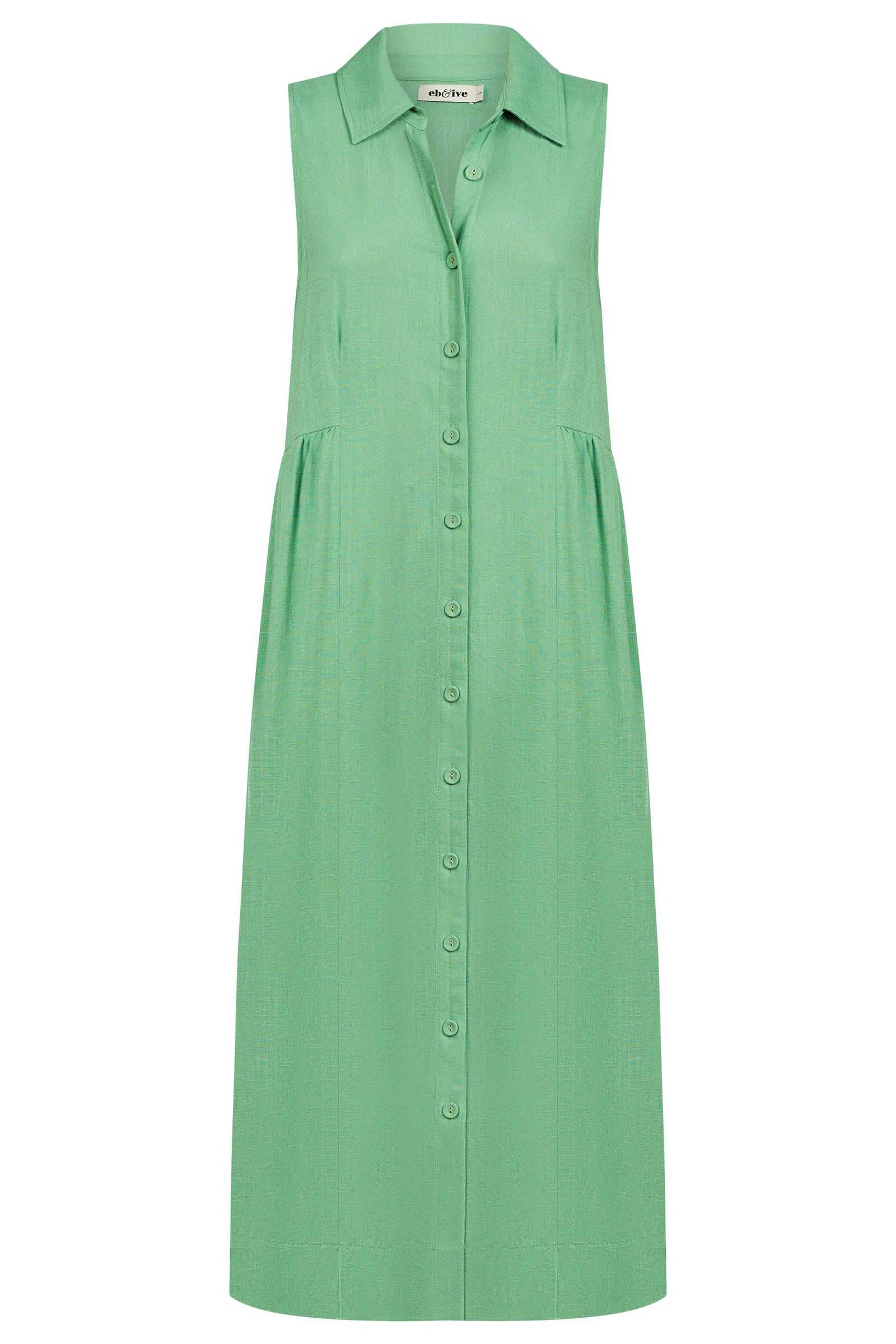 Alesia Sleeveless Shirt Dress - Jade