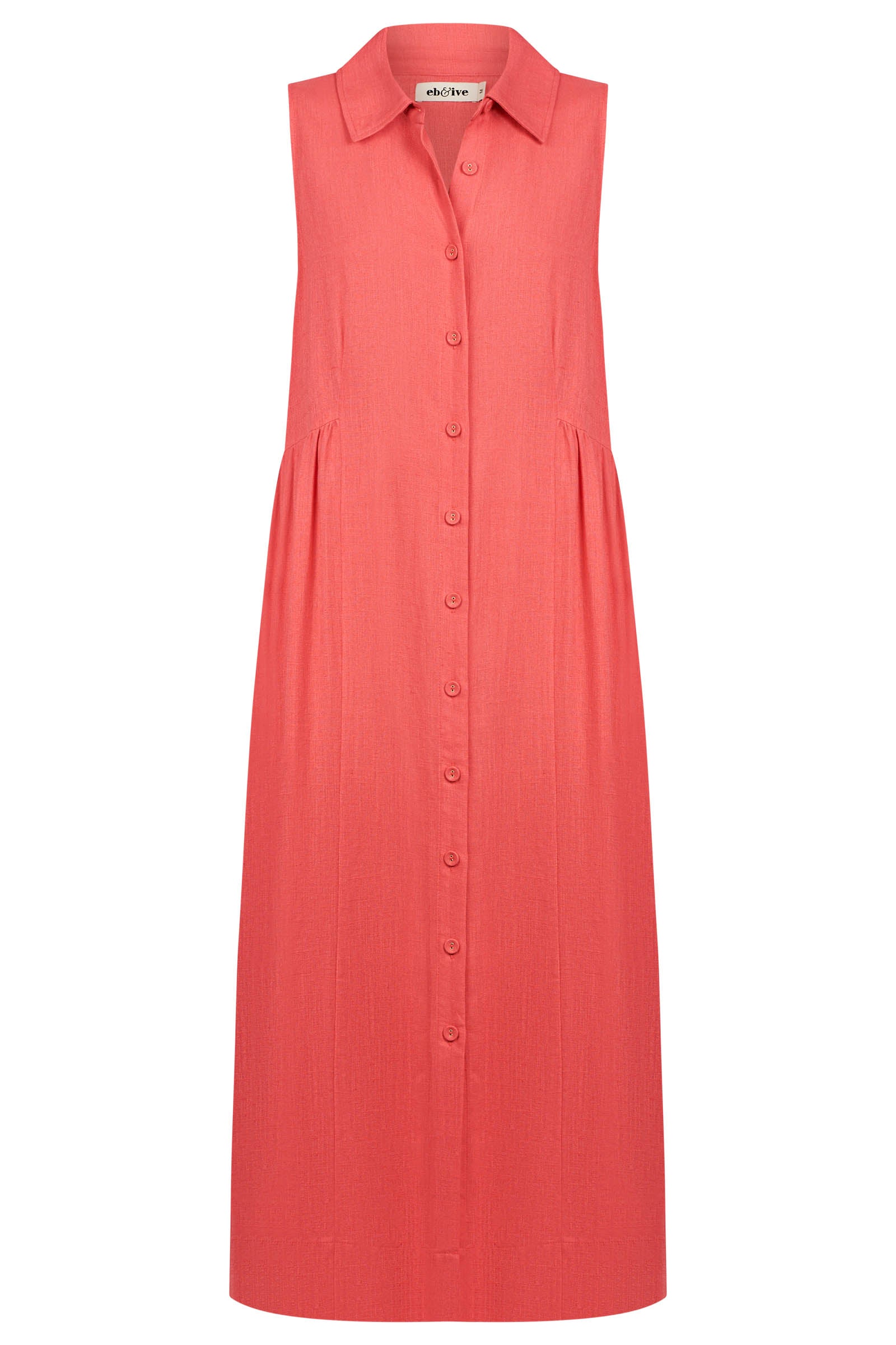Alesia Sleeveless Shirt Dress - Melon