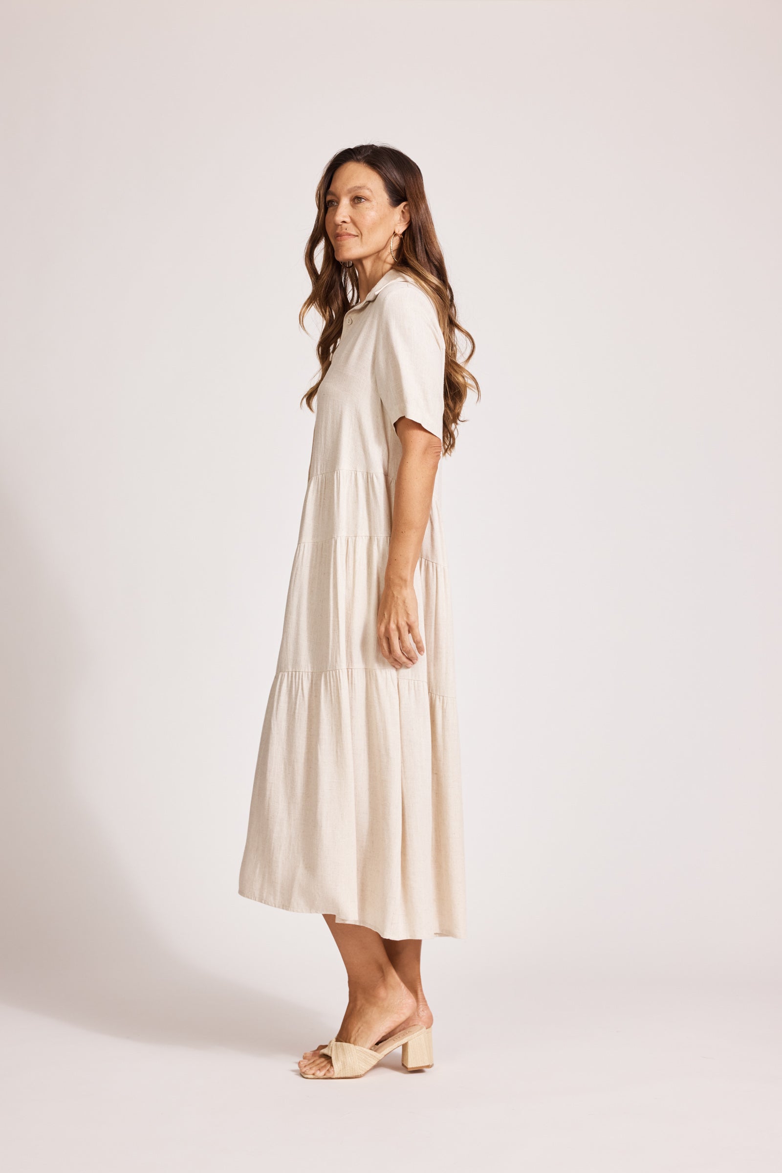 Alesia Tiered Shirt Dress - Tusk