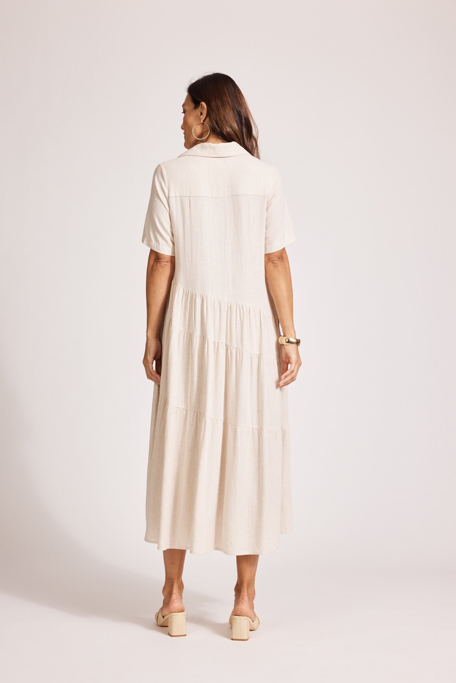 Alesia Tiered Shirt Dress - Tusk