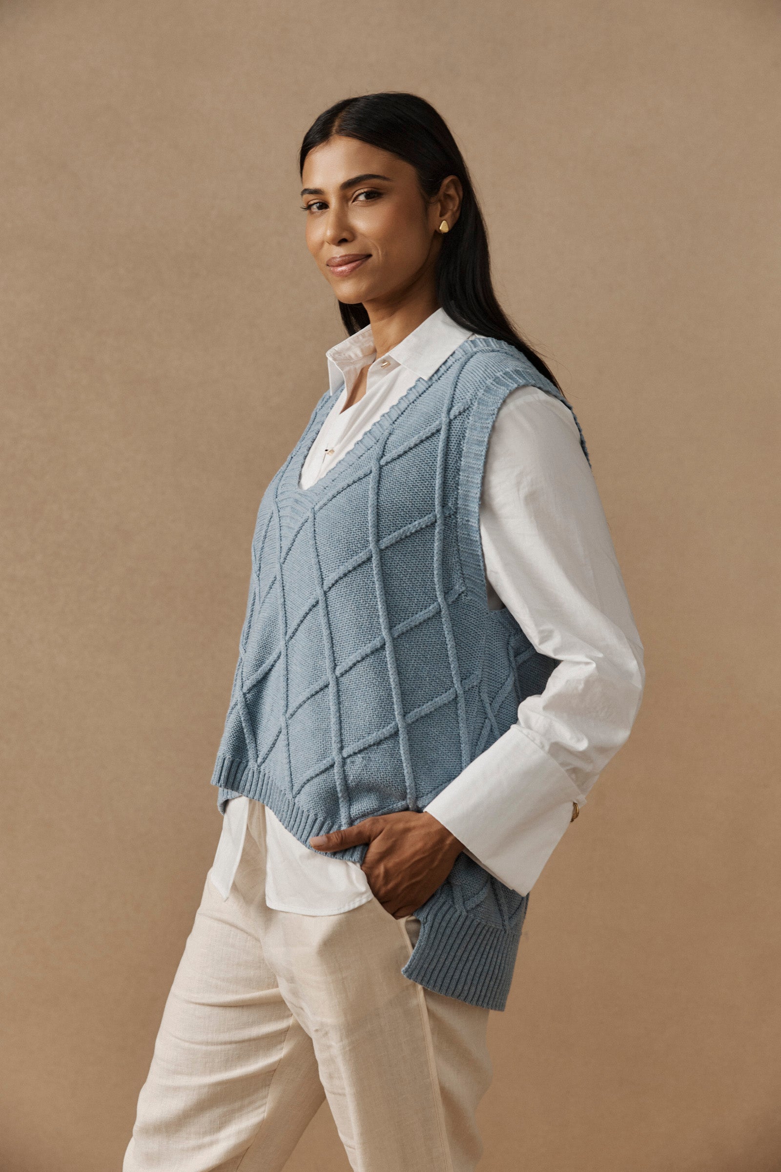 Liora Knit Vest - Lake