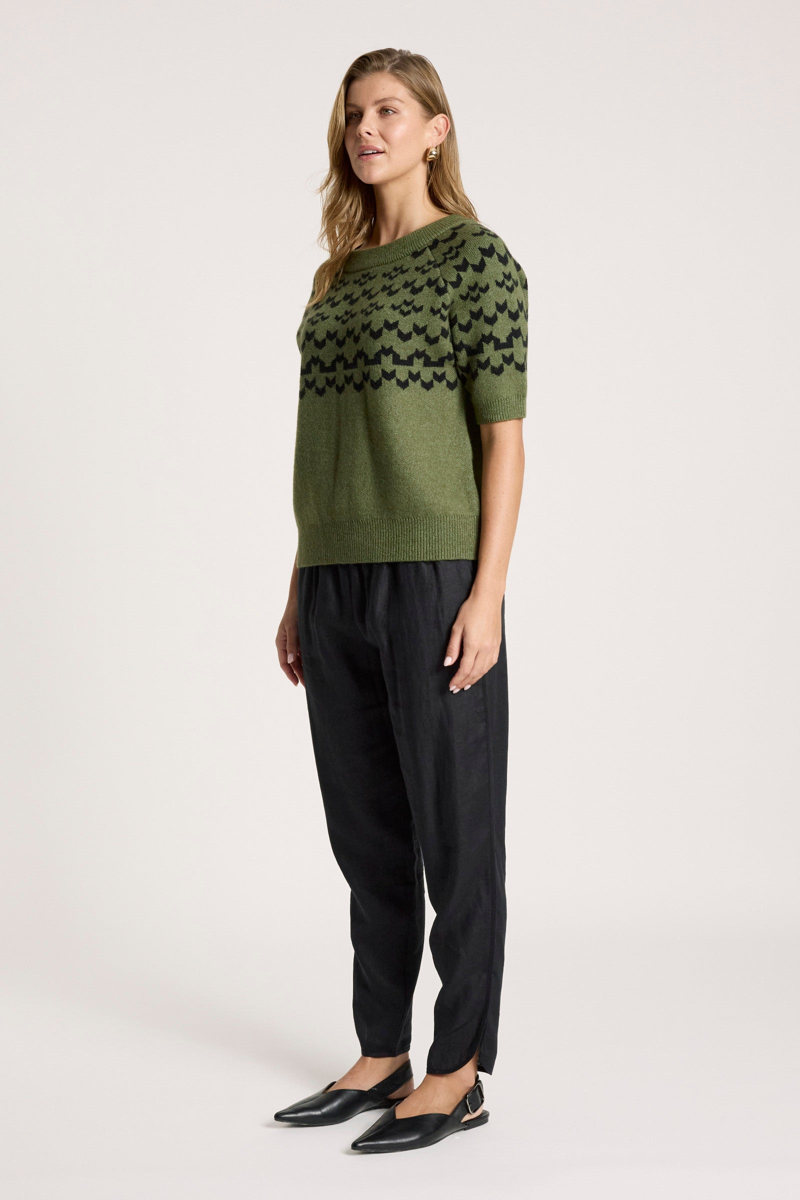 Maasai Knit Top - Pampas/Black