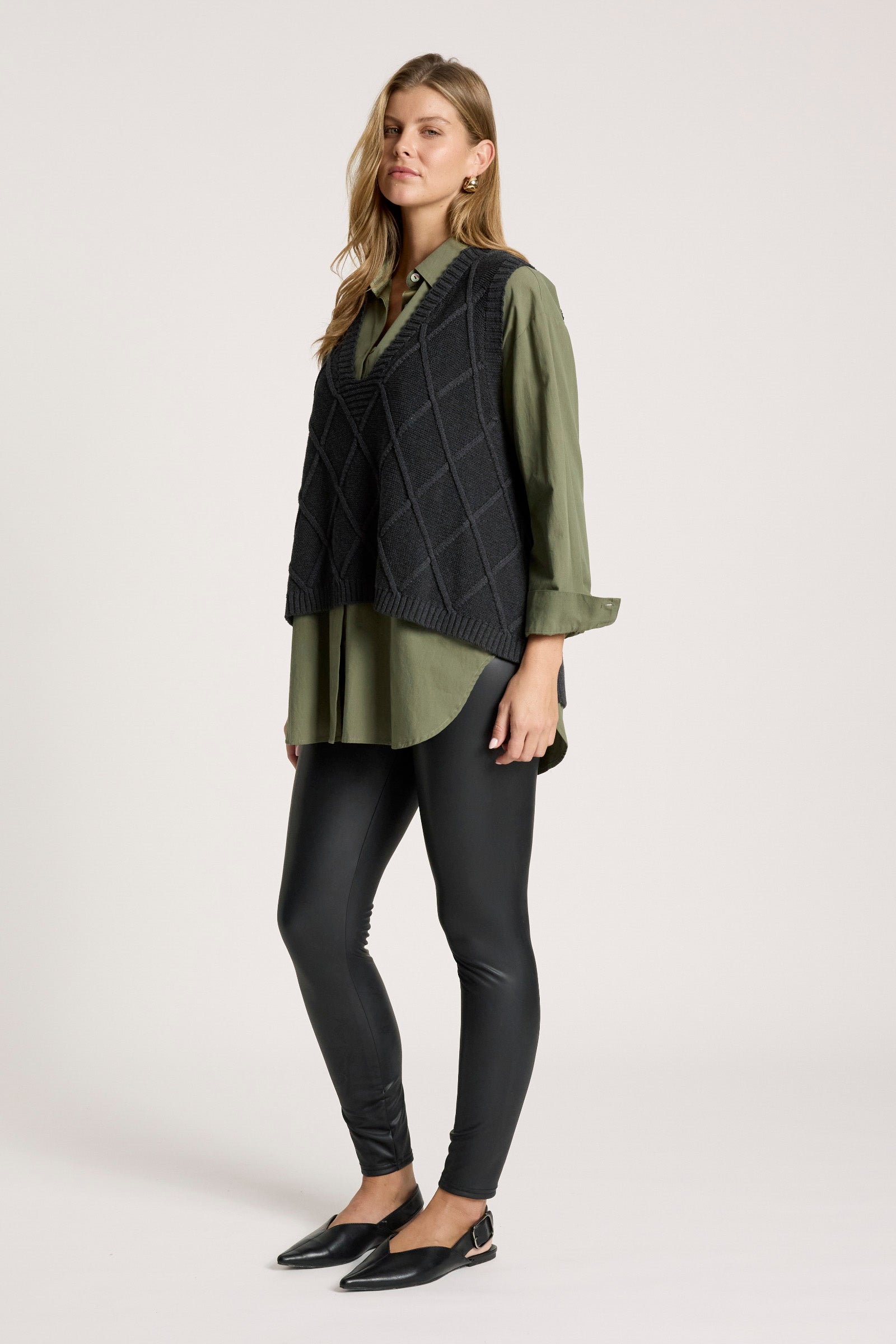 Liora Knit Vest - Char