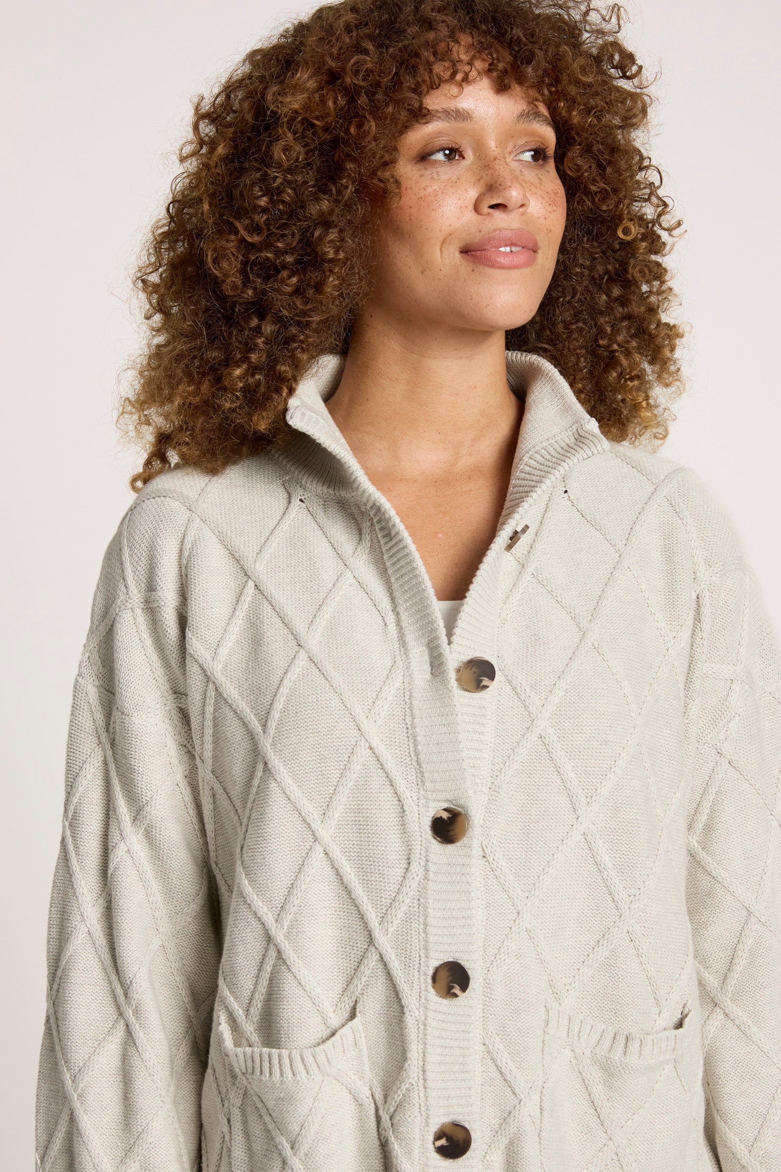 Liora Crop Cardigan - Bisque