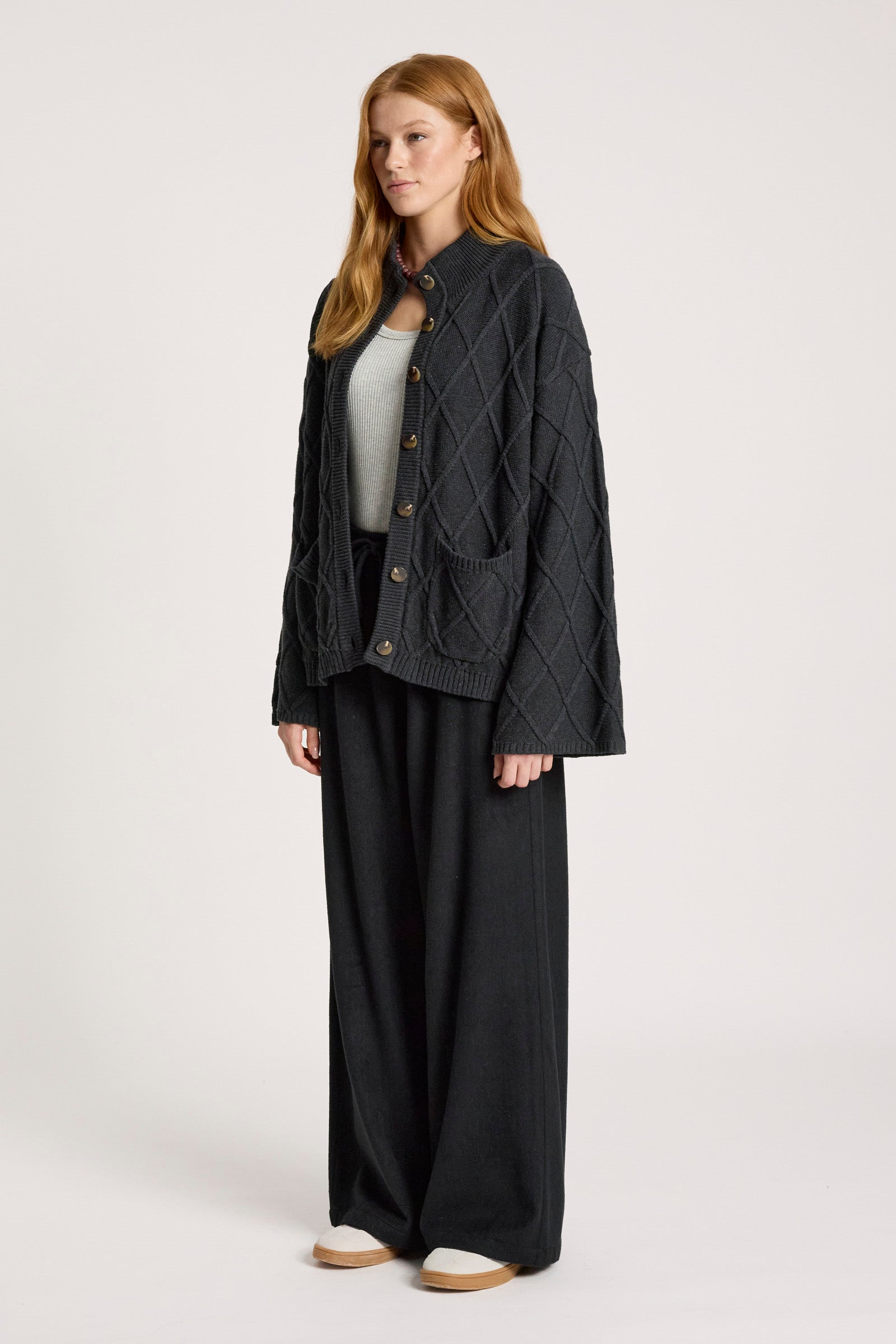 Liora Crop Cardigan - Char