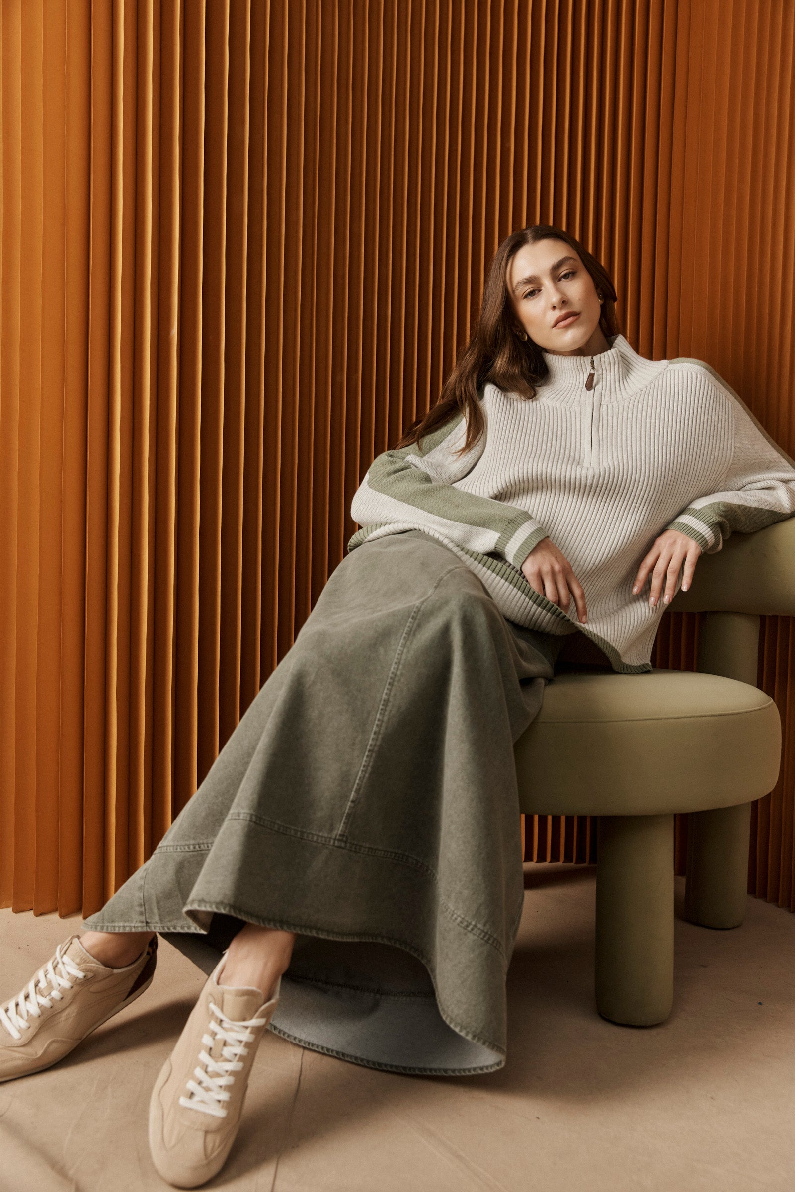 Liora Zip Jumper - Bisque/Sage