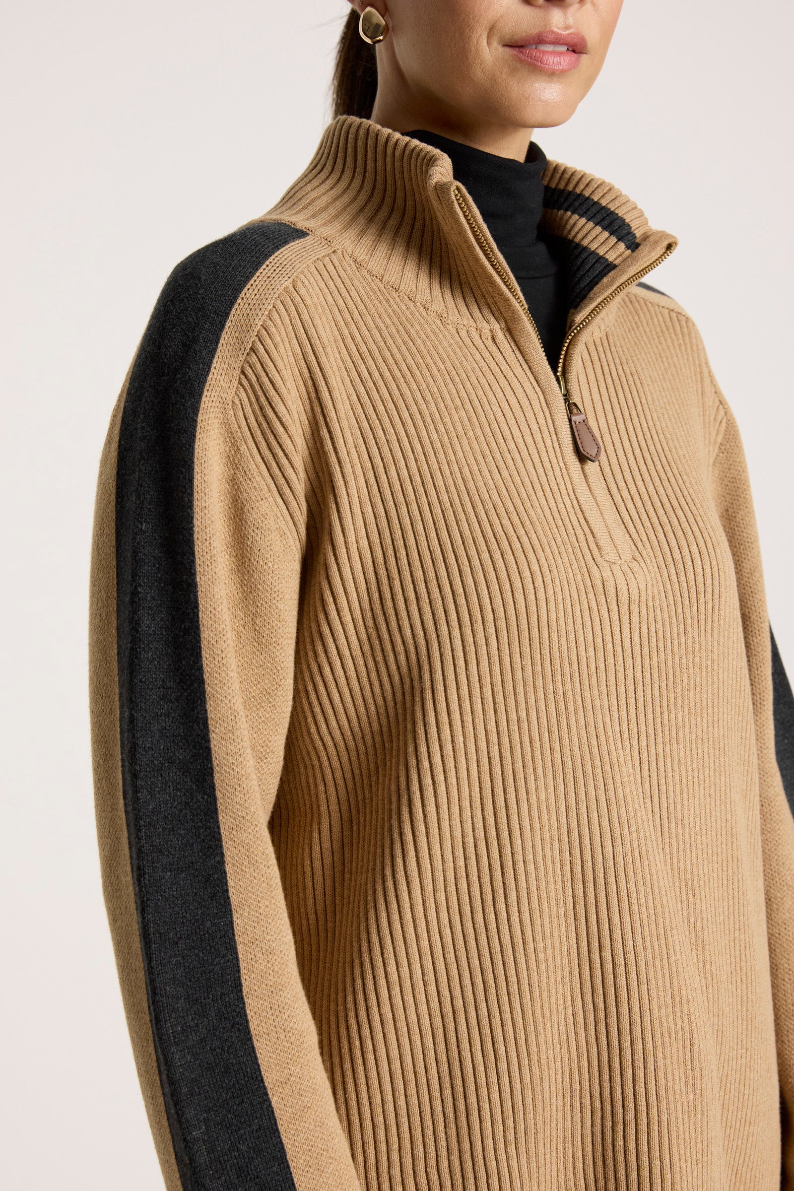 Liora Zip Jumper - Mocha/Char