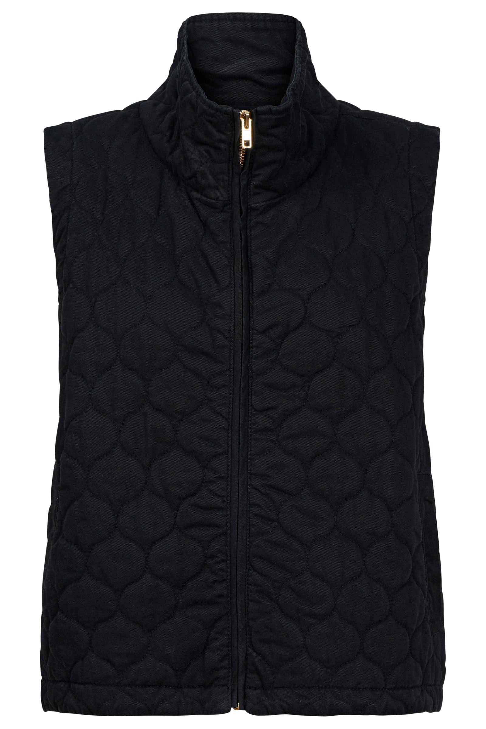 Sansi Quilted Crop Vest - Black