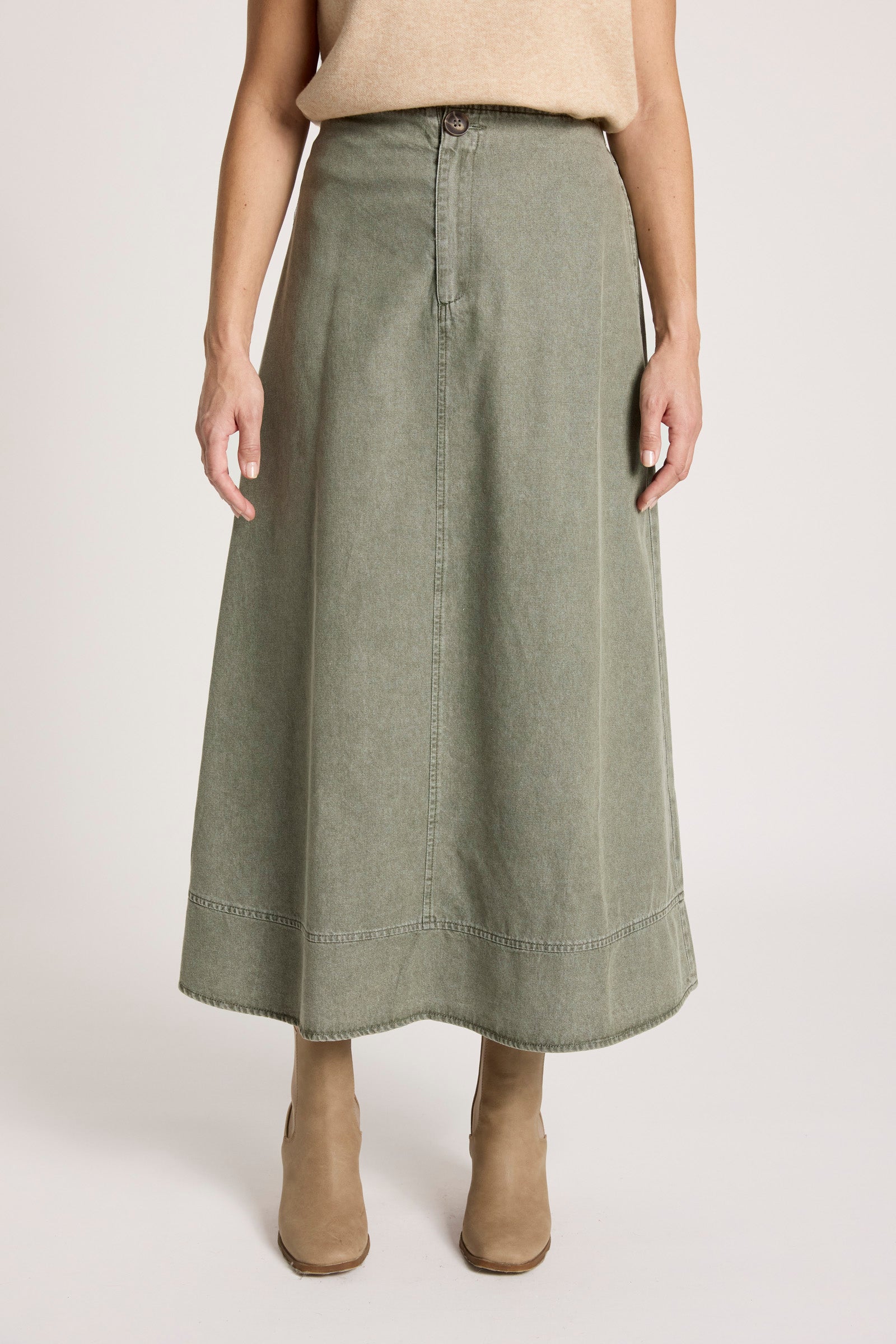 Bodhi Denim Skirt - Olive
