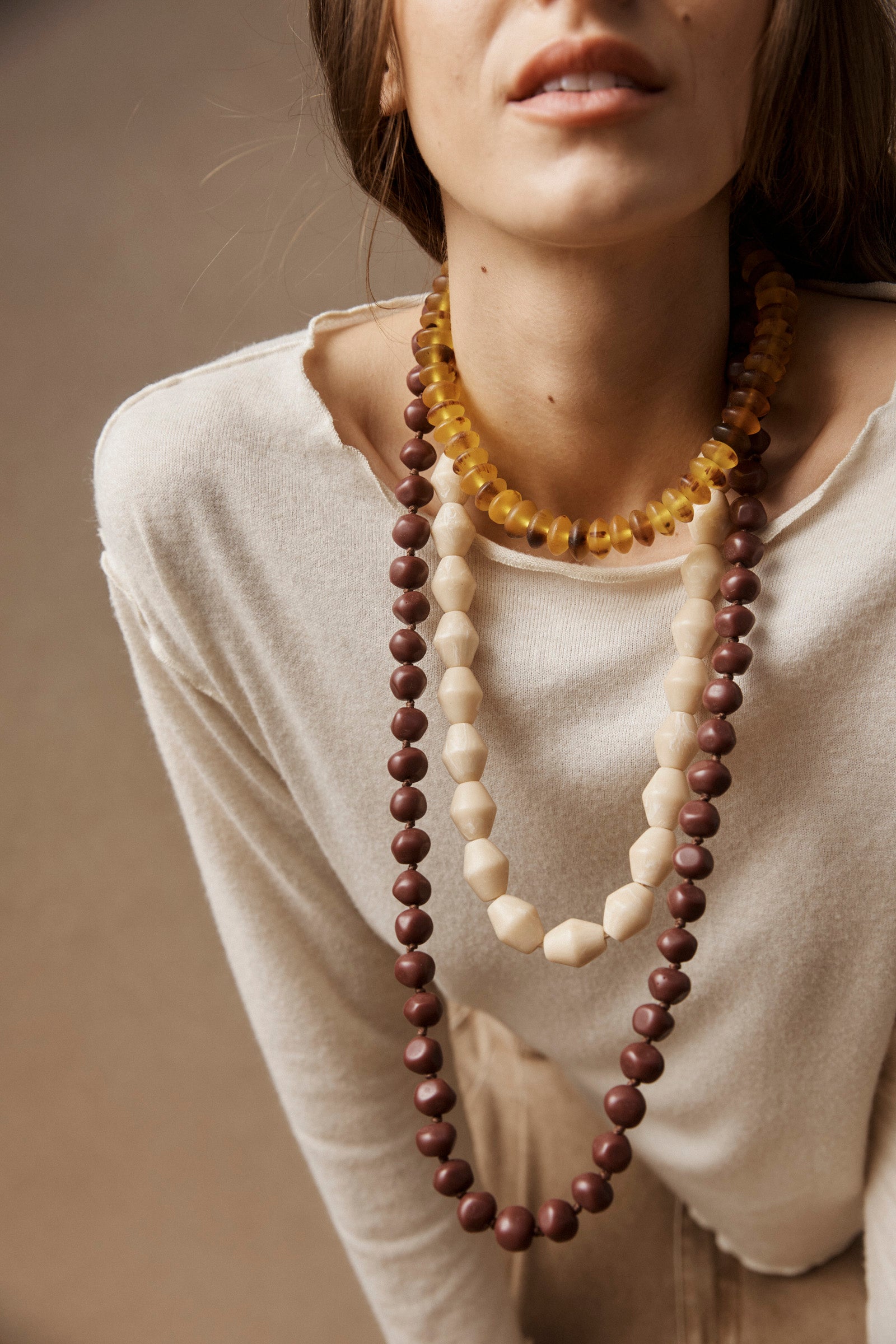 Maasai Long Necklace - Mahogany