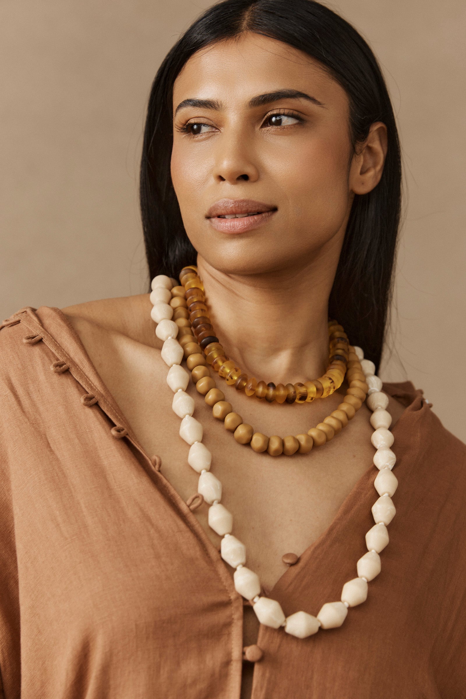 Maasai Long Necklace - Dune