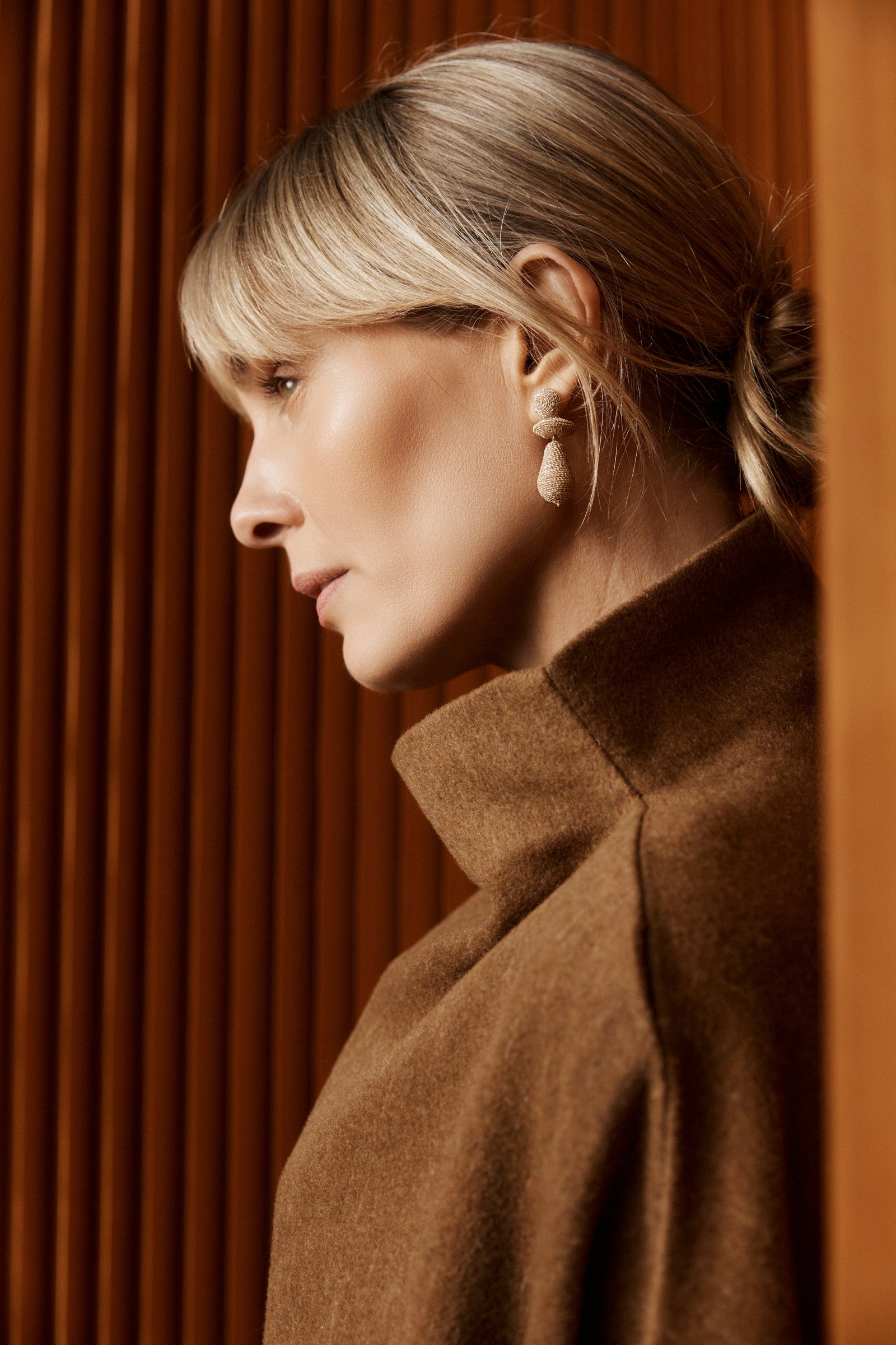 Berber Woven Earring - Gold Bead