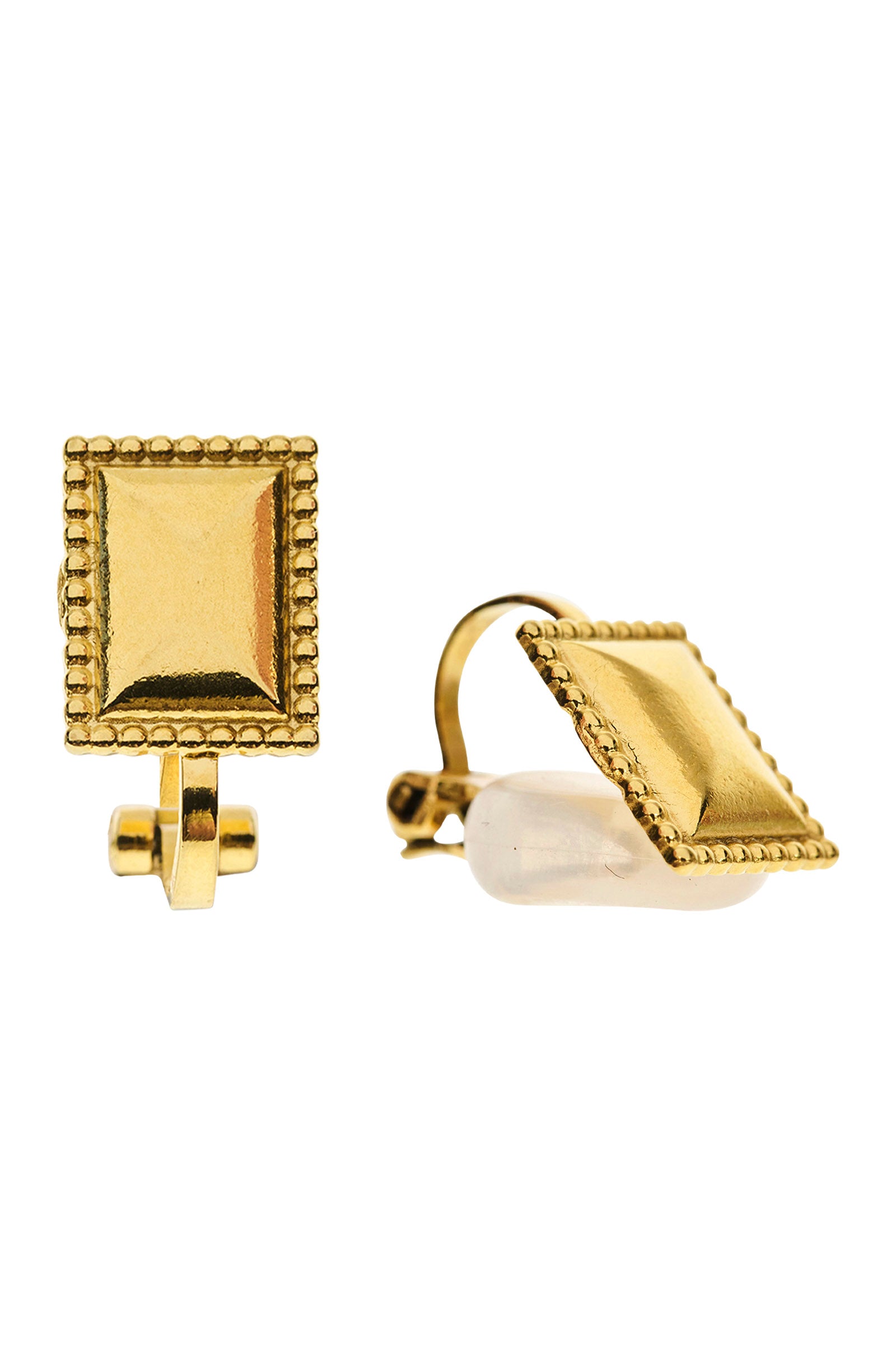 Heritage Clip On Earring - Gold Square