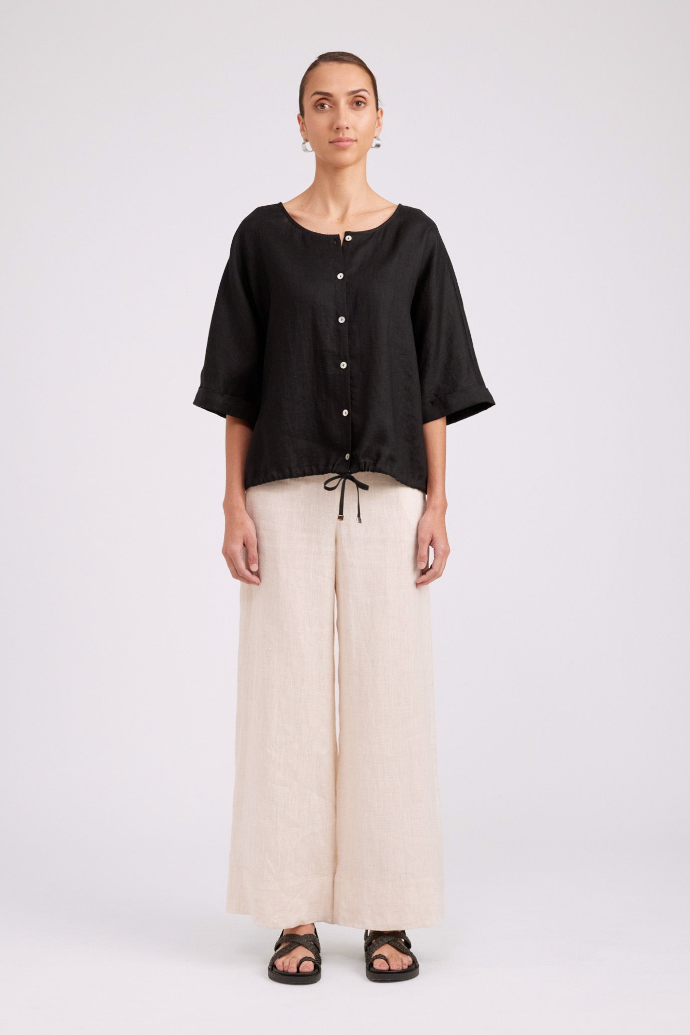 Studio Button Top/Jacket - Black