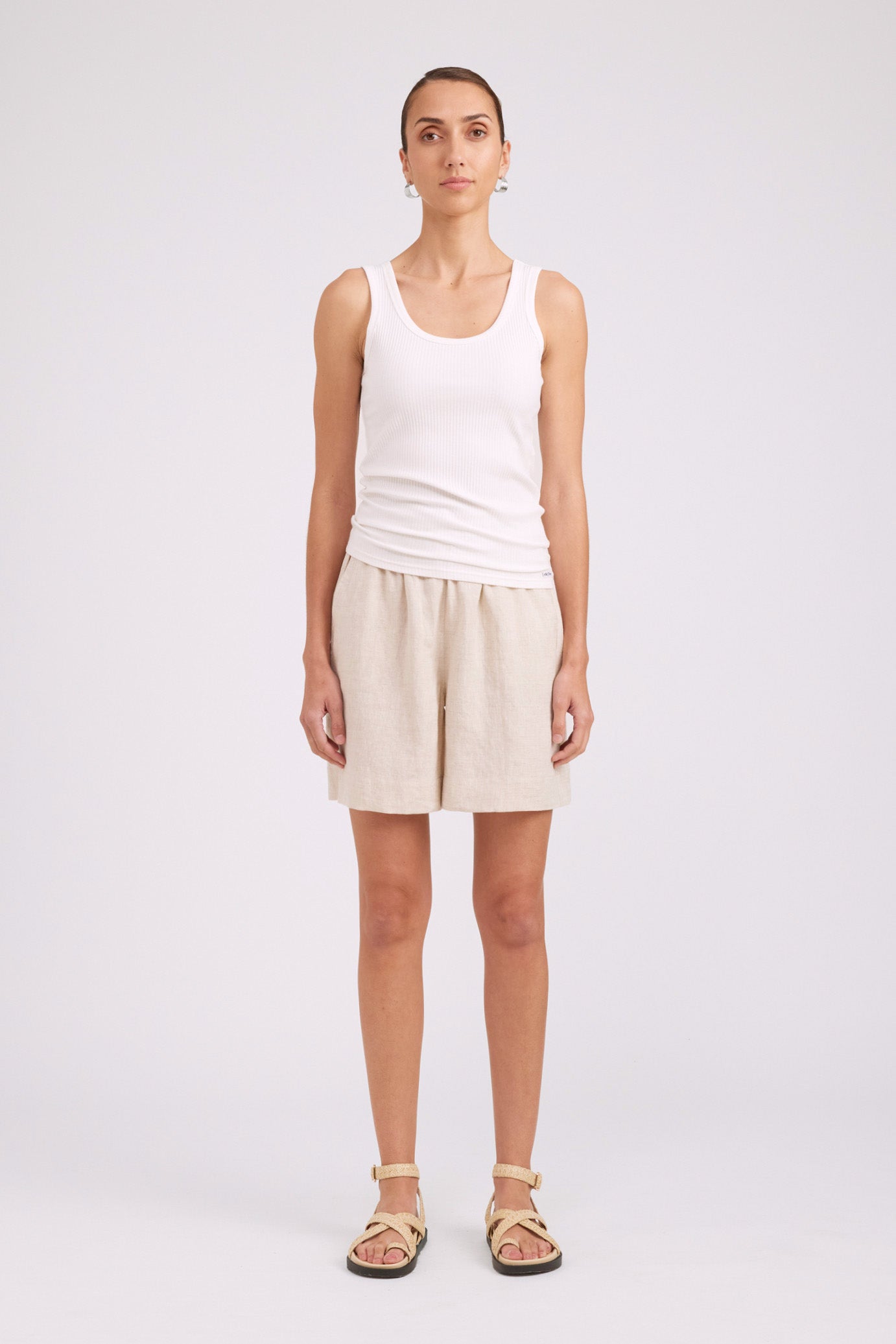 Studio Ribbed Tank - White