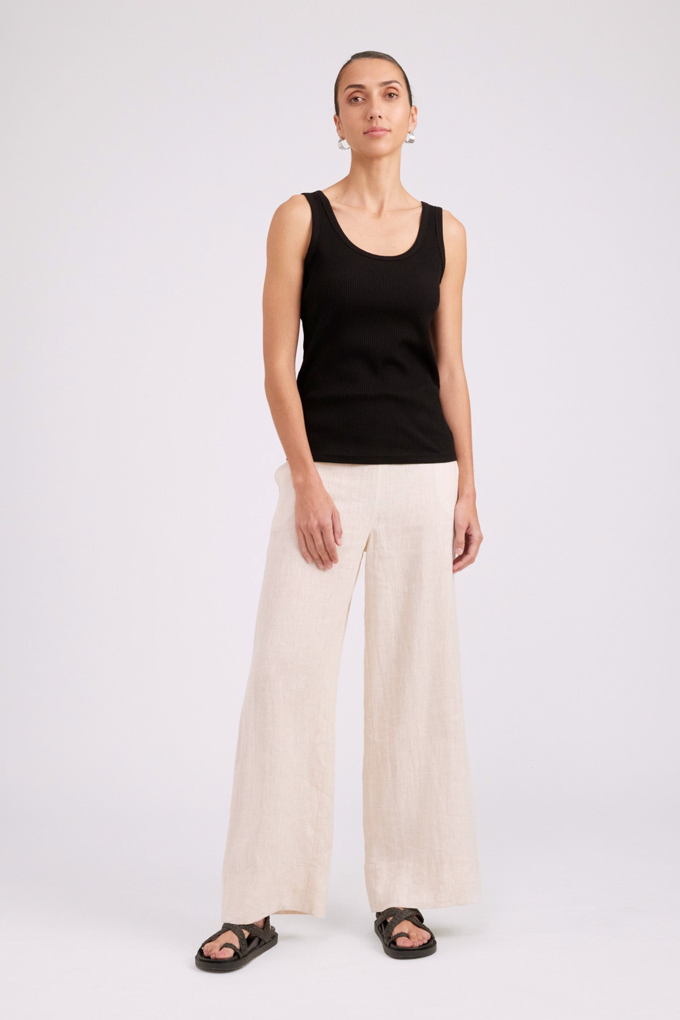 Studio Ribbed Tank - Black