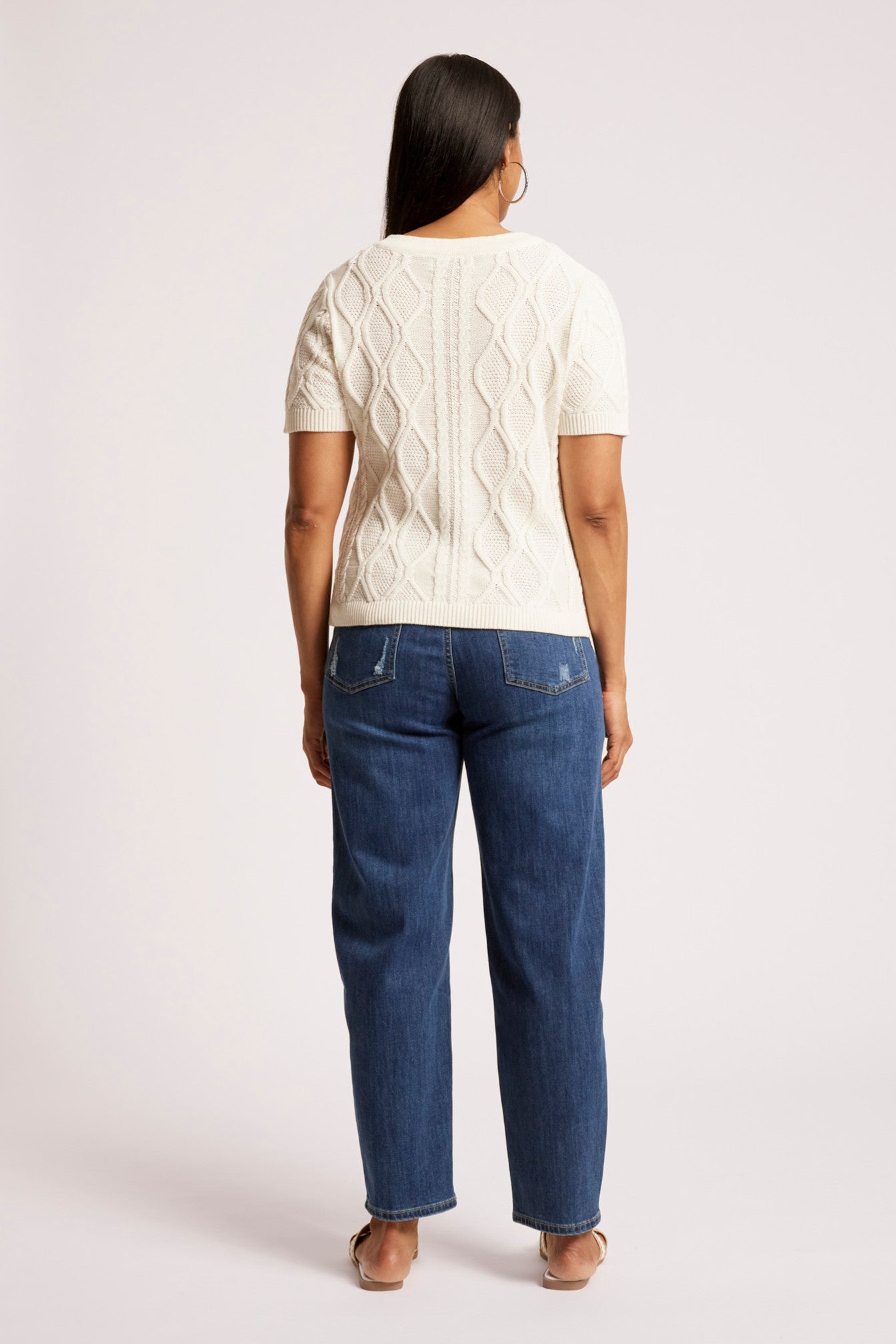 Casa Cable V Knit - White