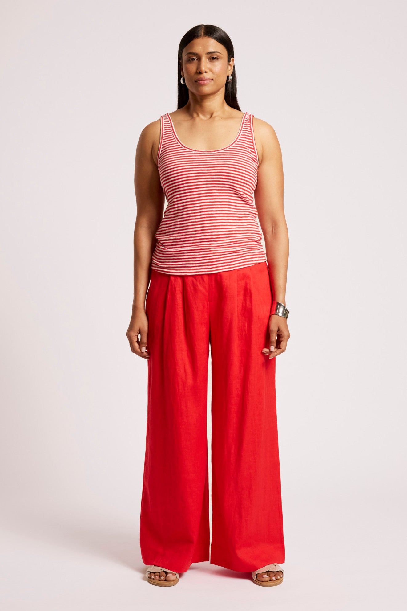 Casa Striped Tank - Aperol / White