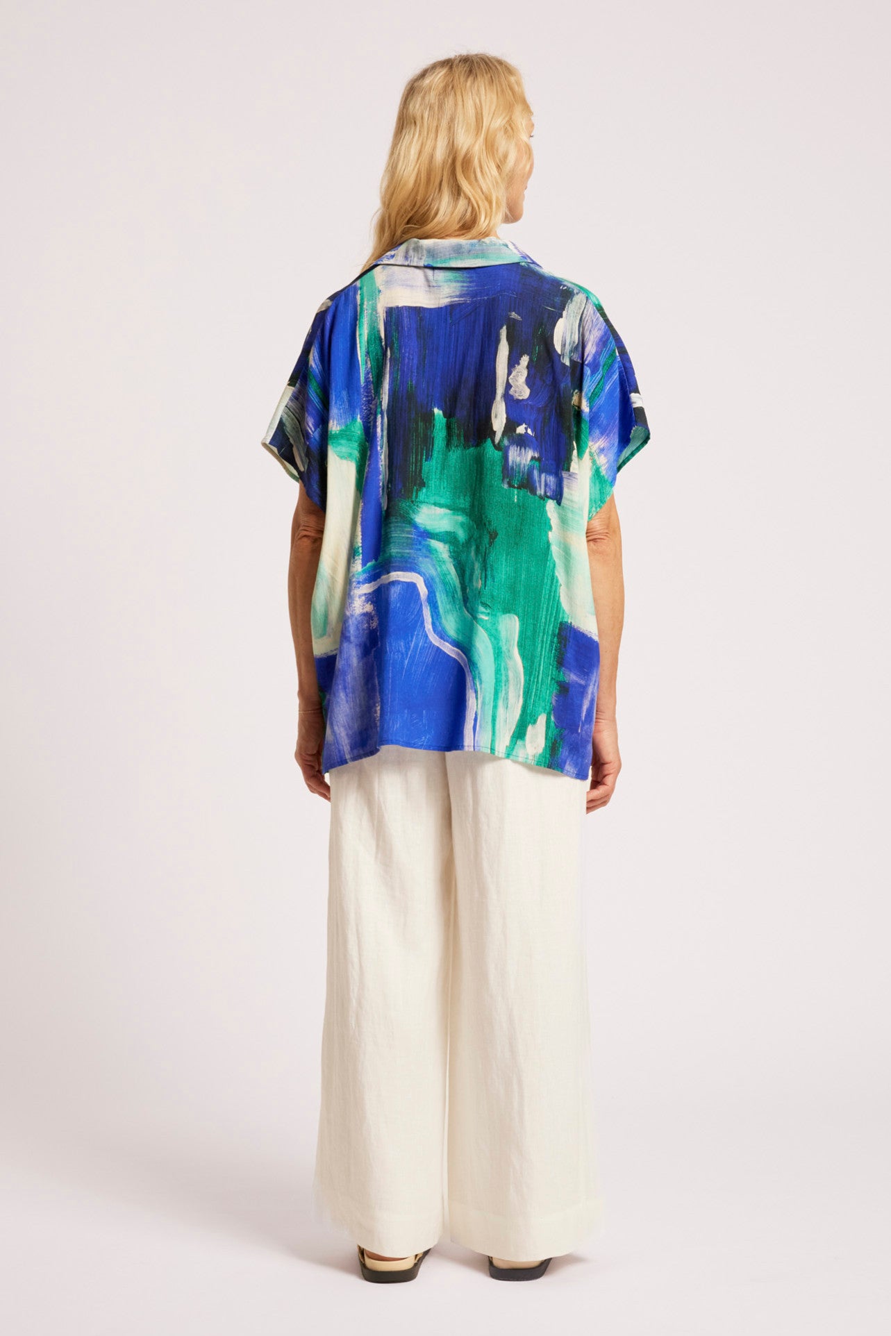 Palmera Collared Top - Seafoam