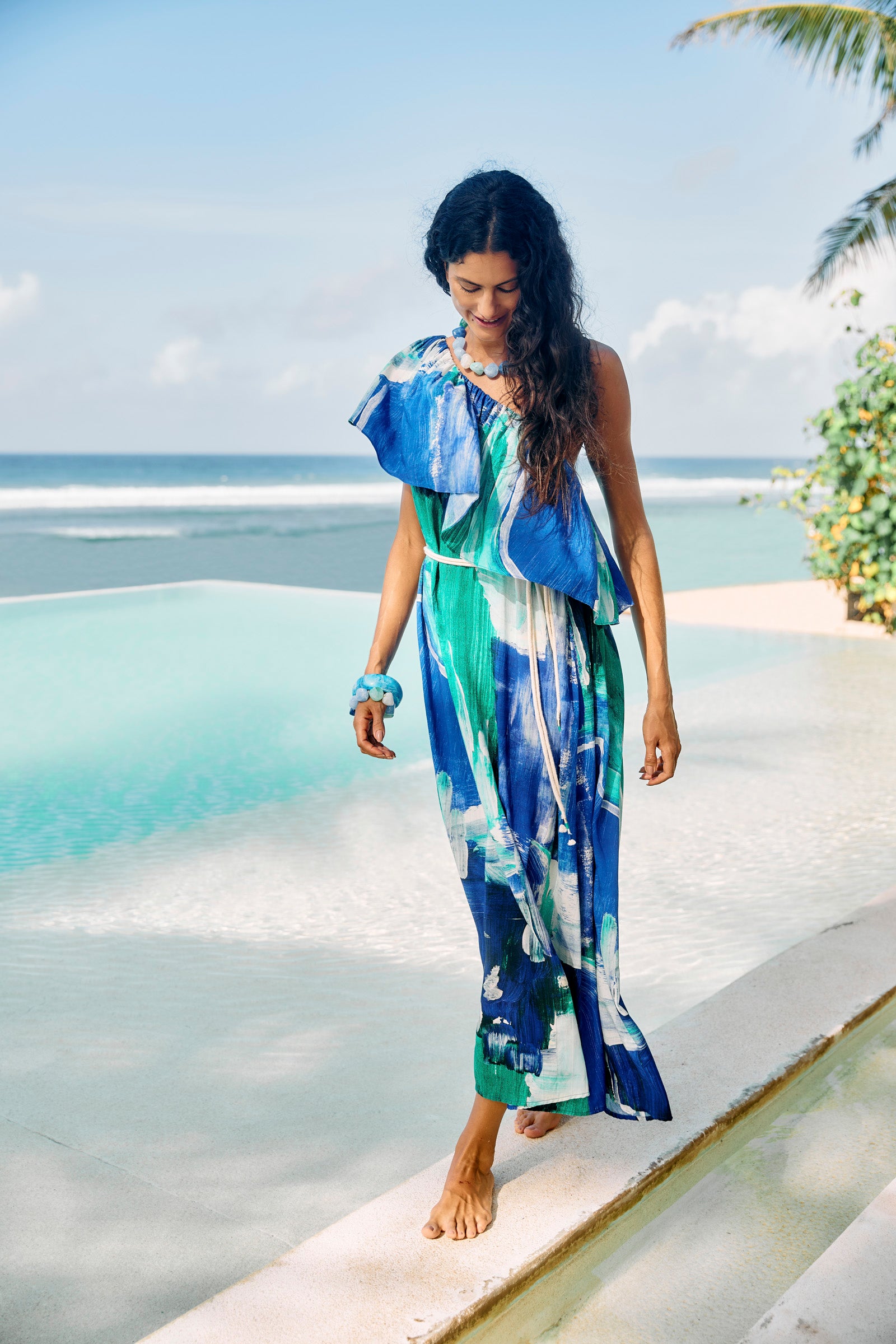 Palmera Off Shoulder Dress - Seafoam