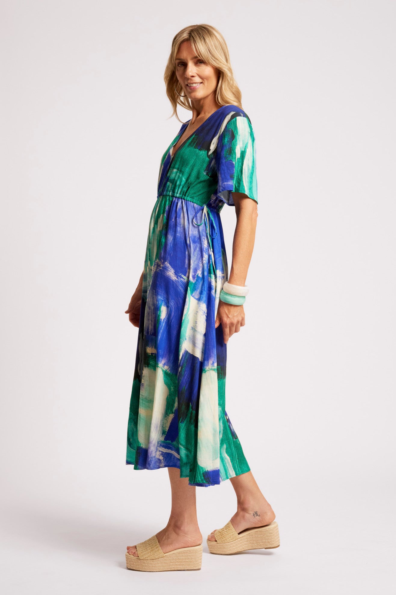 Palmera Tie Maxi Dress - Seafoam