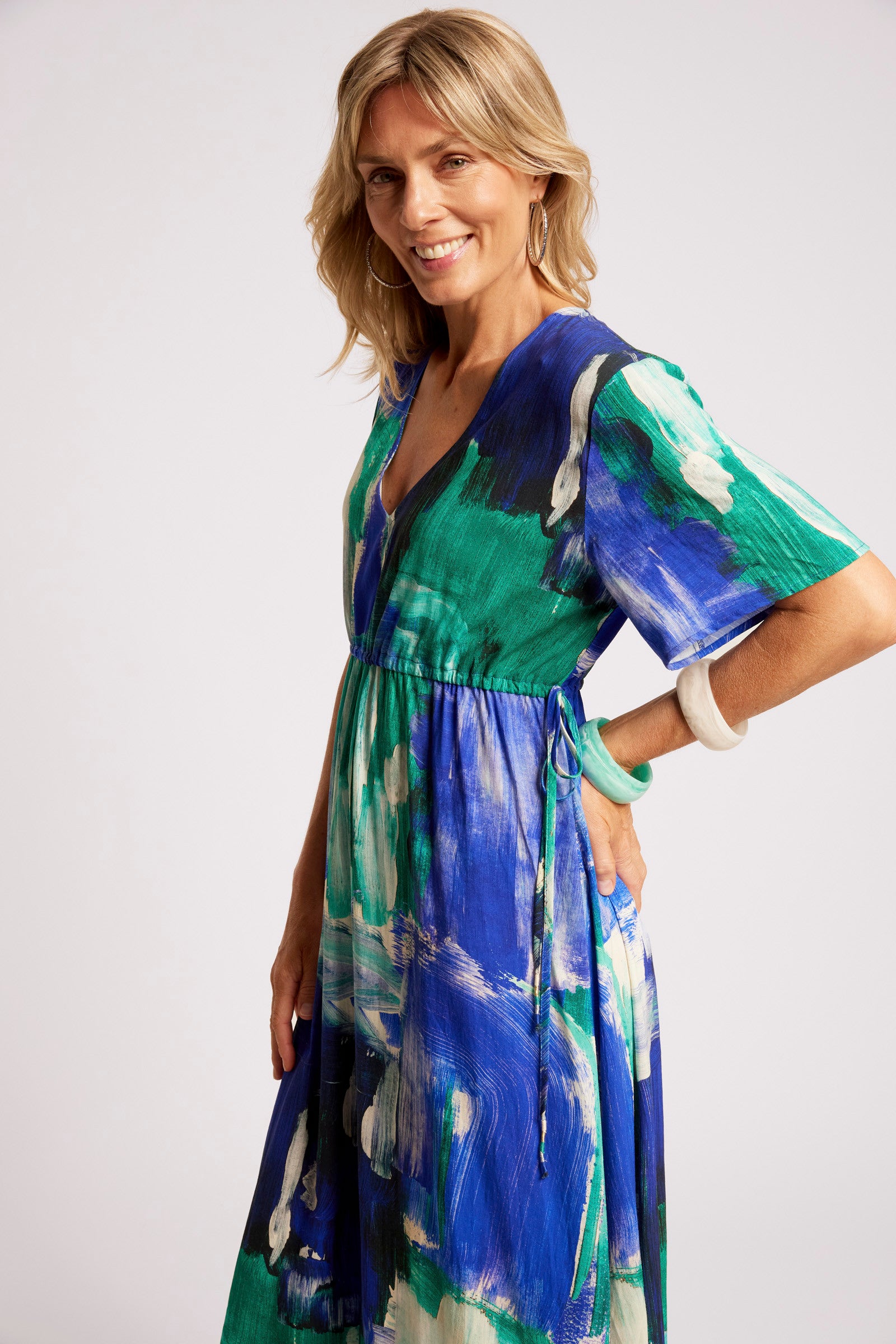 Palmera Tie Maxi Dress - Seafoam