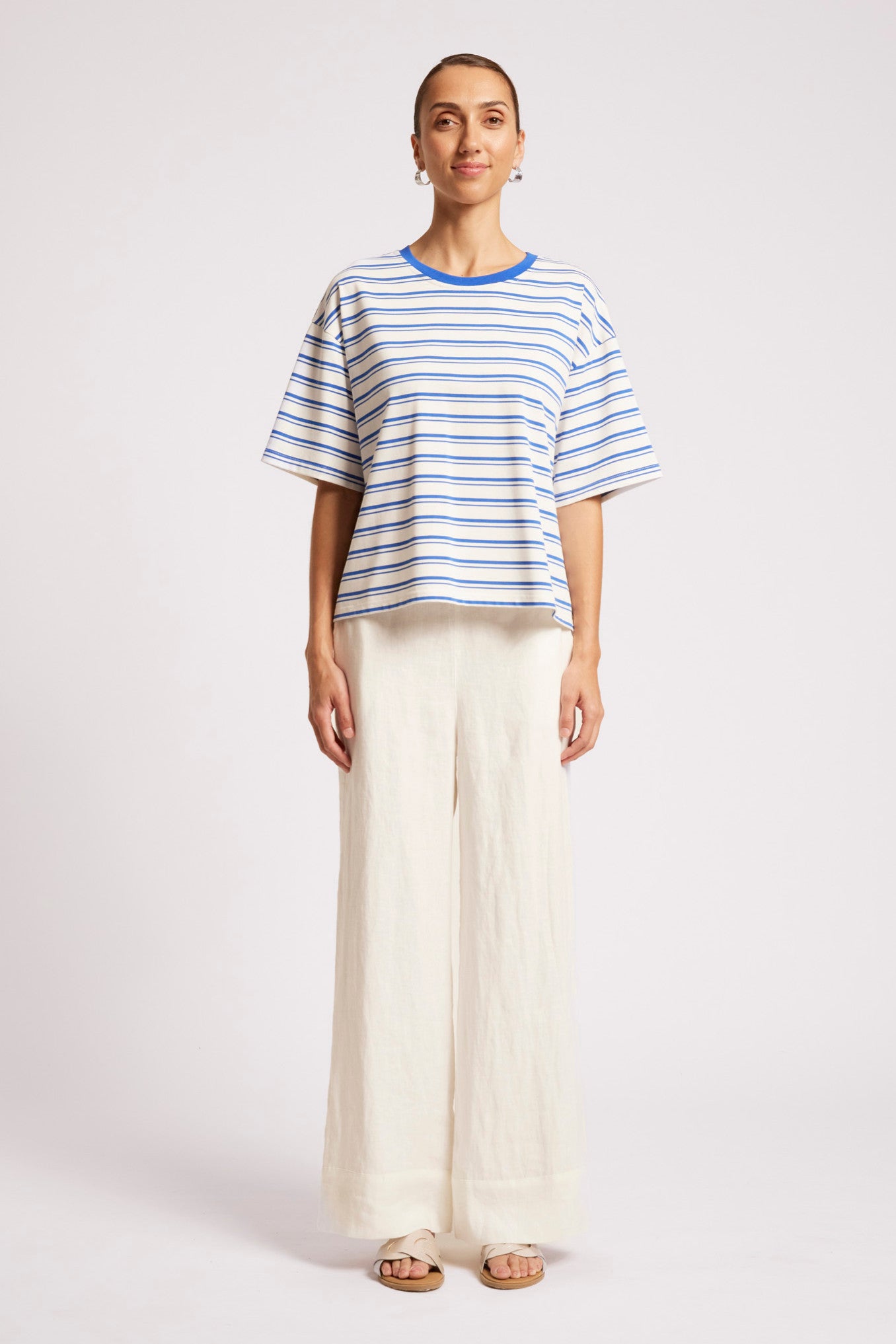 Paloma Striped Tshirt - Azure / White