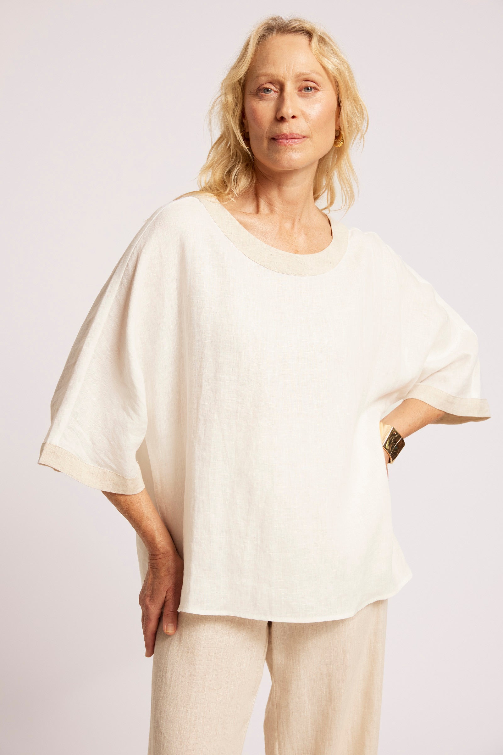 Maris Relaxed Splice Top - White / Tusk