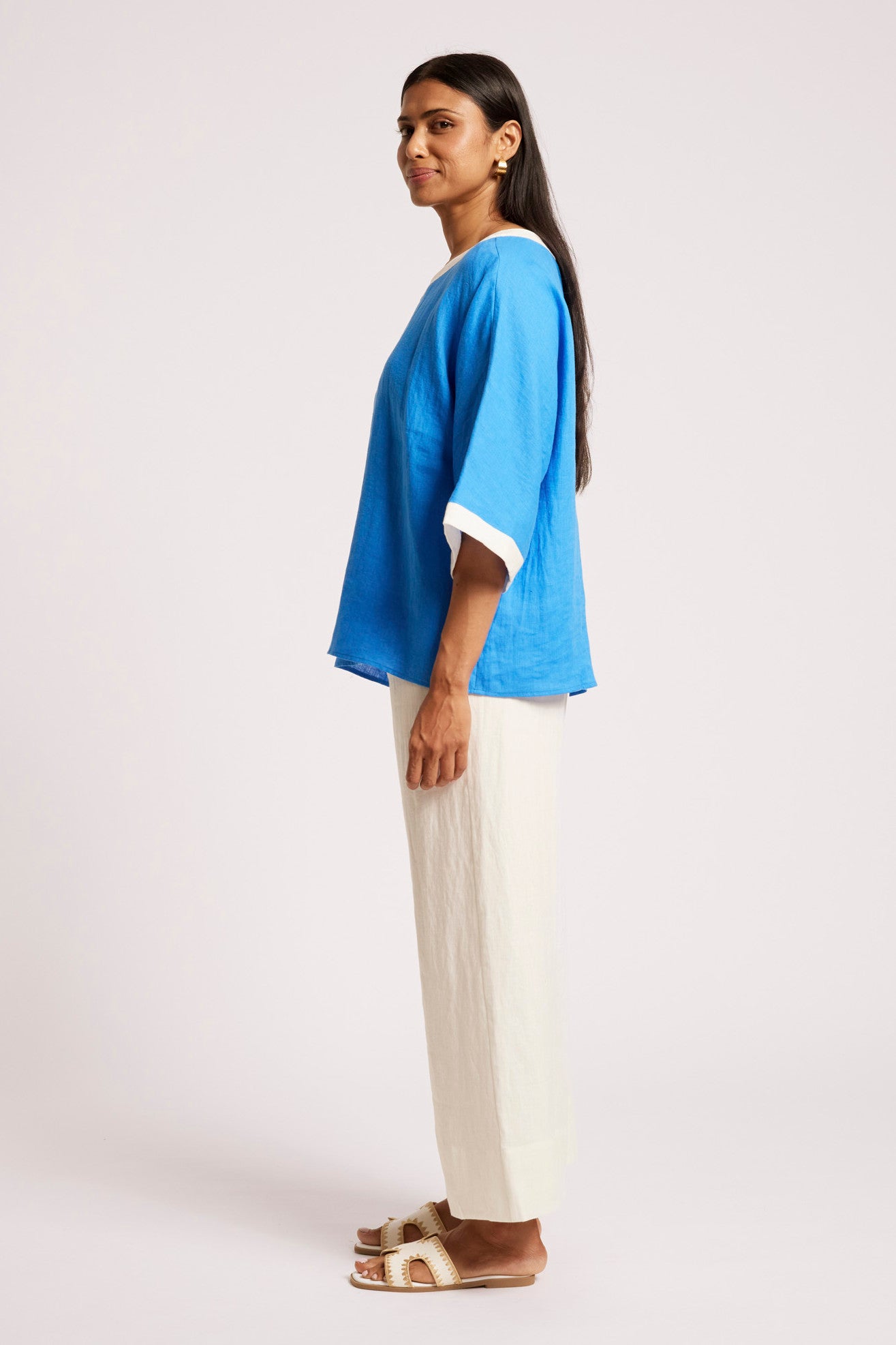 Maris Relaxed Splice Top - Marine / White