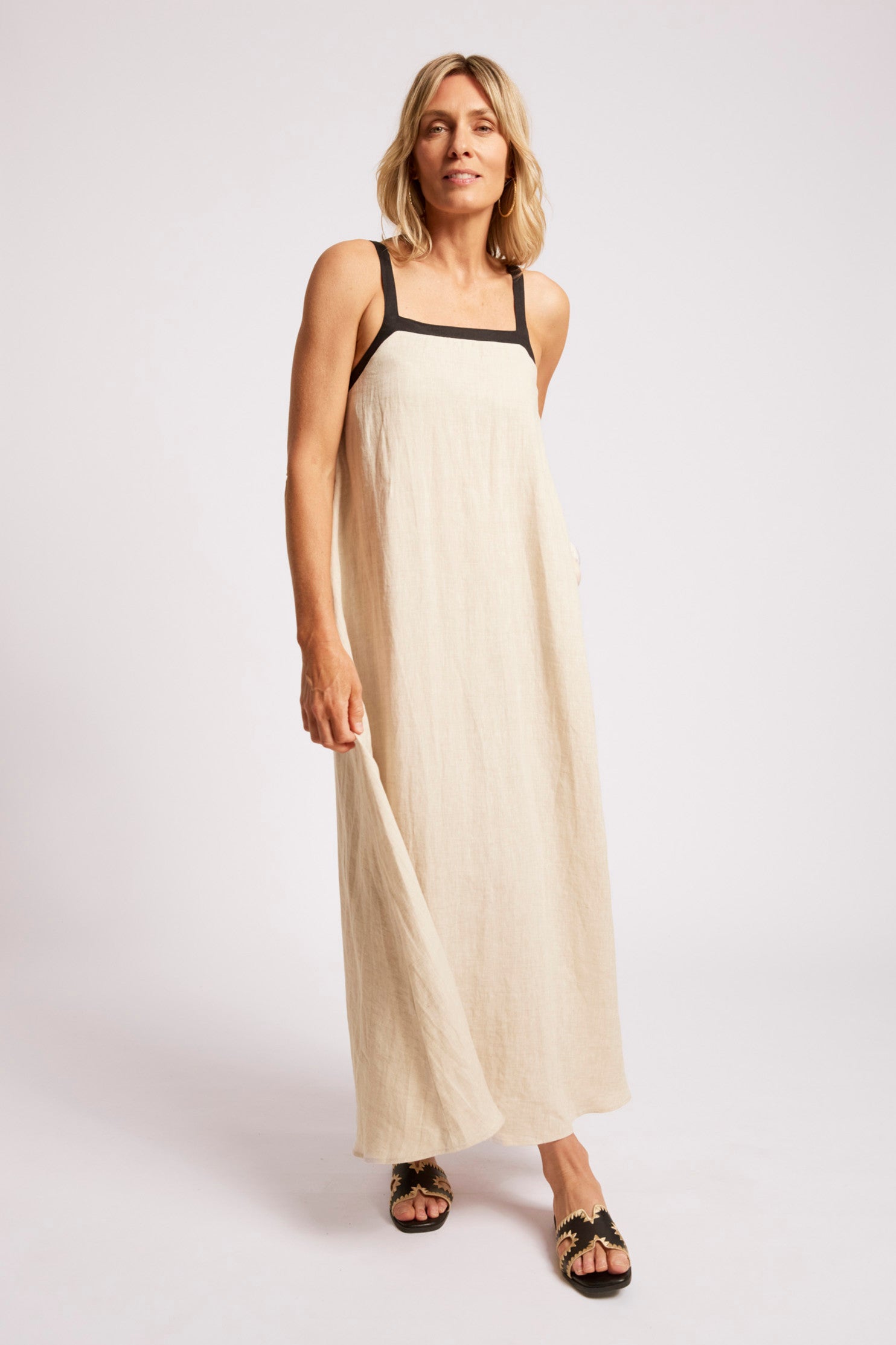 Maris Splice Tank Maxi Dress - Tusk / Black