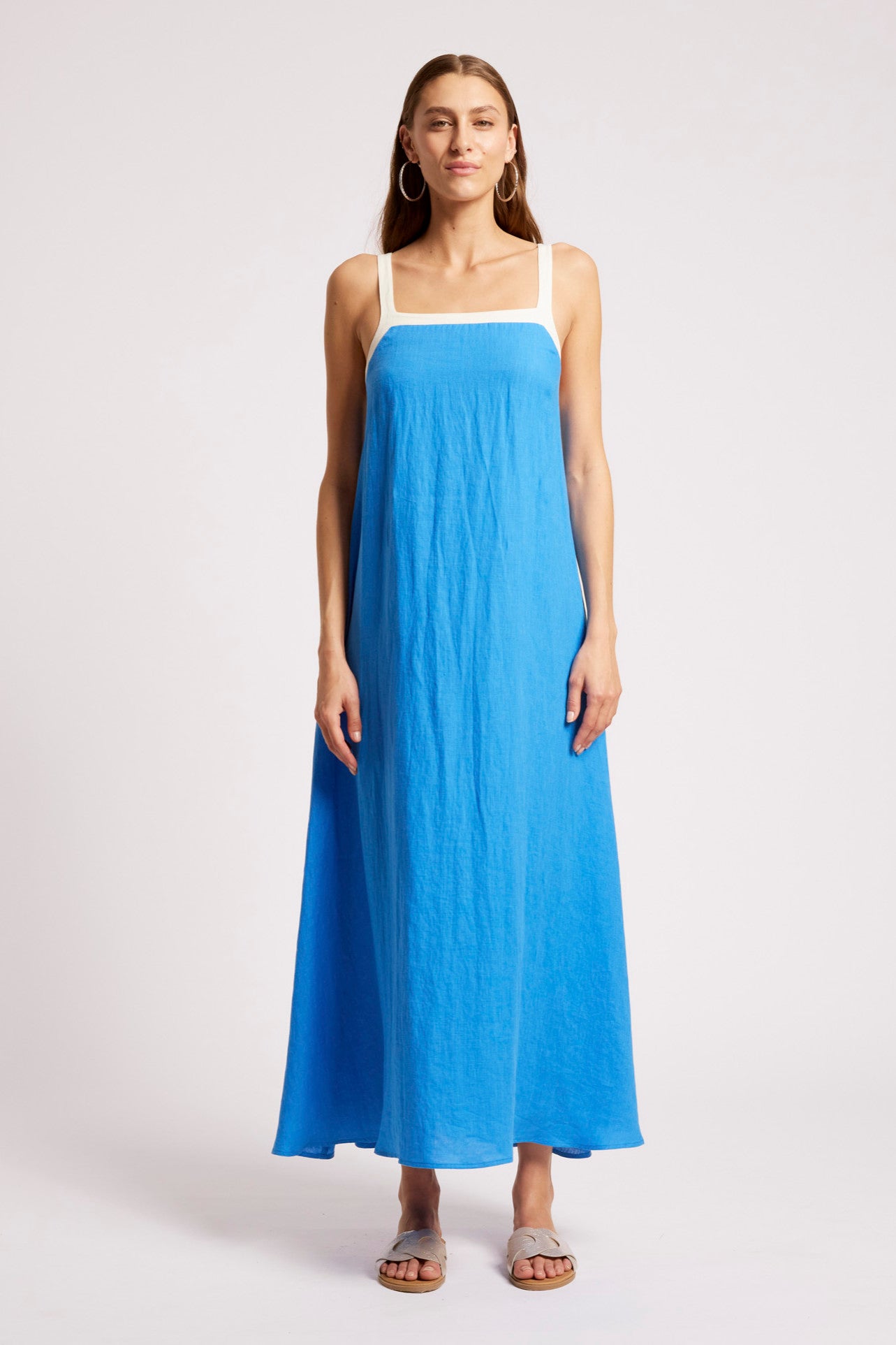 Maris Splice Tank Maxi Dress - Marine / White