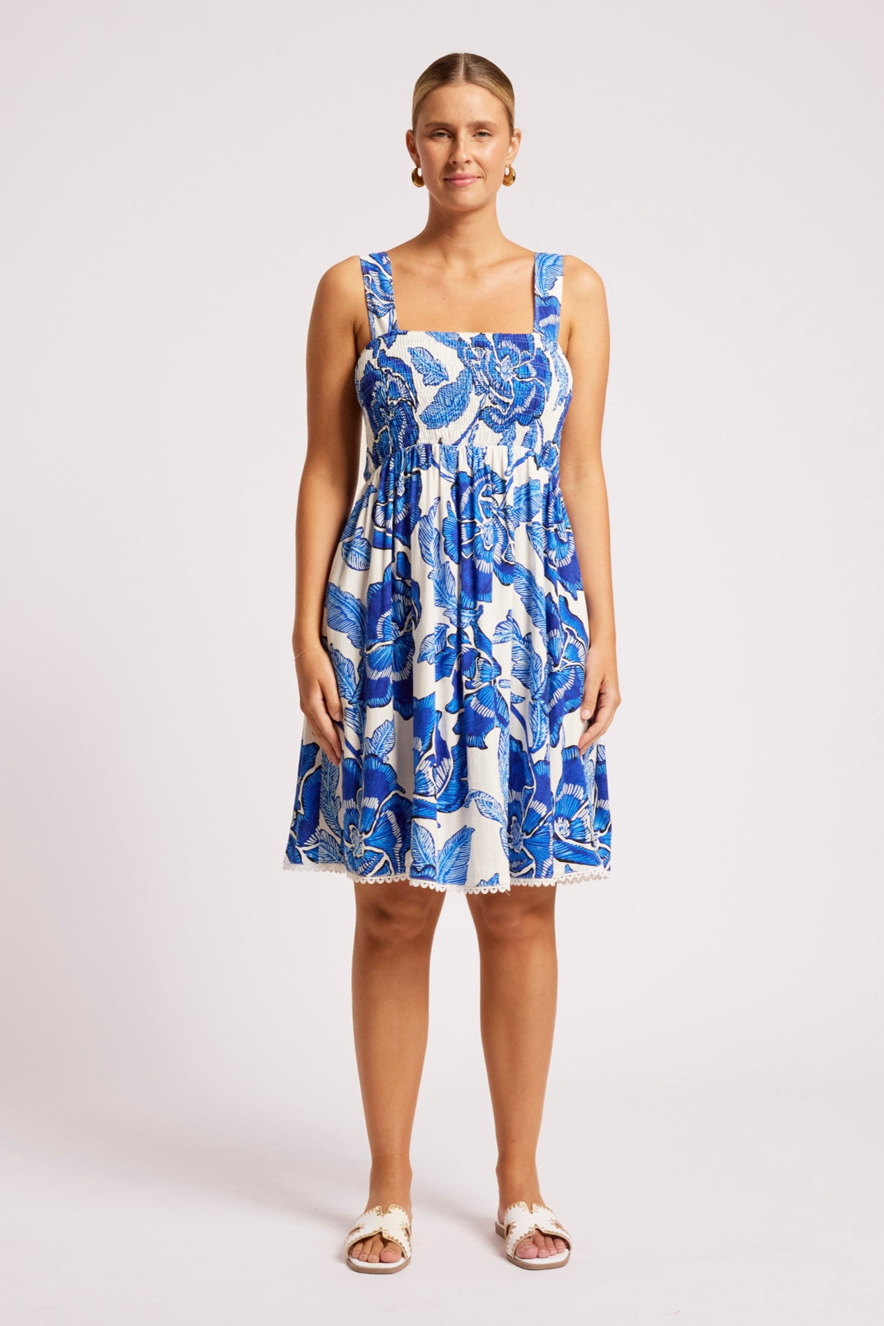 Gaia Shirred Tank Dress - Azure